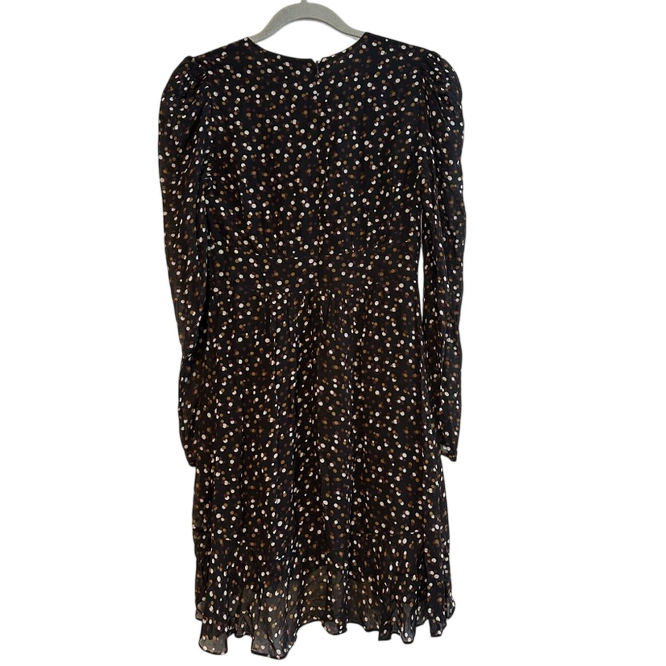 The Kooples Polka Dot Button Print Mini Size 4 Black Brown EUC