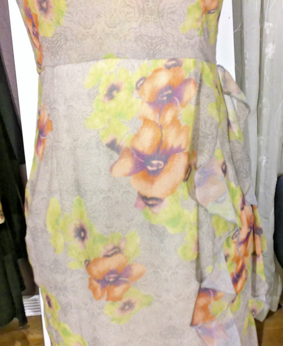 Midi Dress Dazy Floral Print Sheer Lined Strapless Bow Midi Sundress Preppy XL