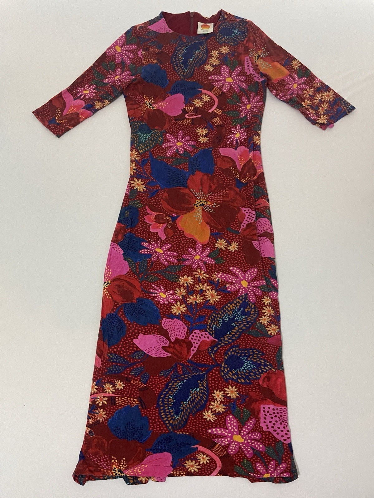 FARM Rio Red Wild Life Lenzing™ Ecovero™ Viscose Midi Dress Size Medium