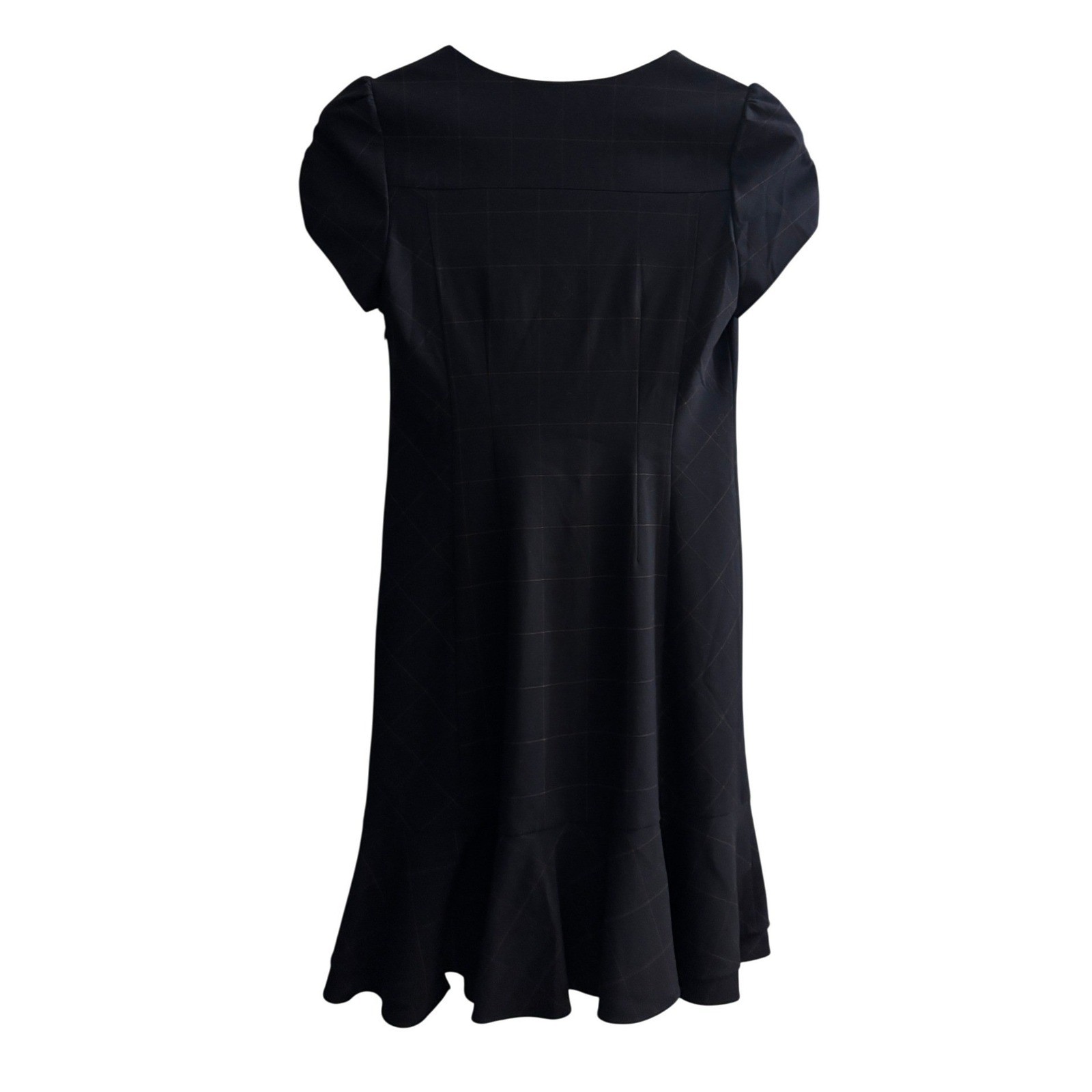 Moulinette Soeurs Anthropologie Black Grid Pink Trim Sweetheart Dress Size 8