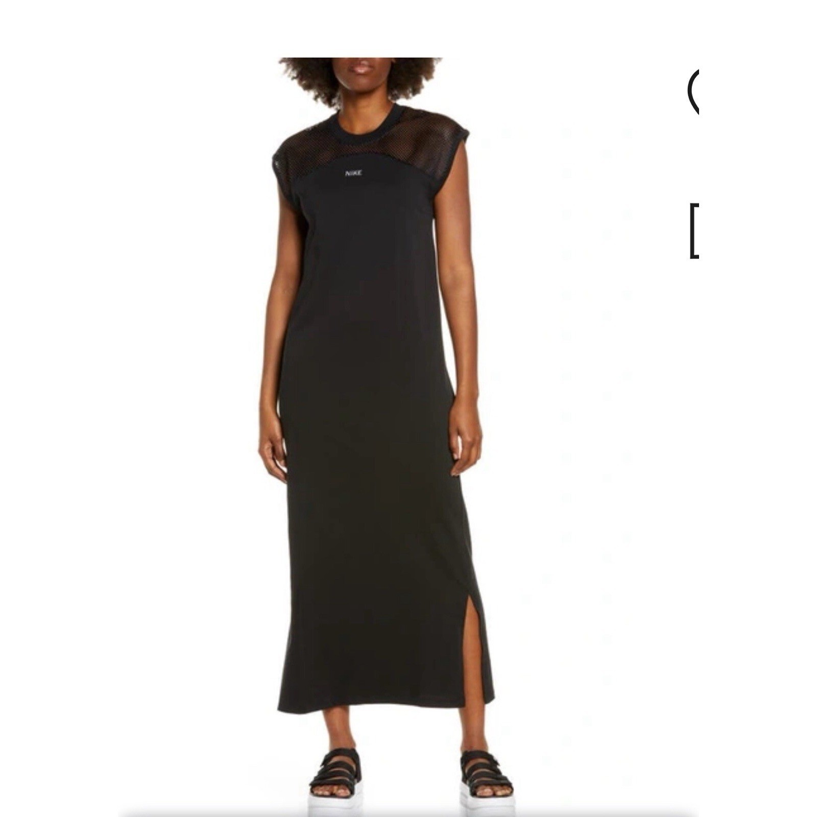 Nike Maxi Dress Womens XS Black Sleeveless Athletic Casual Midi Slit Sport Dress