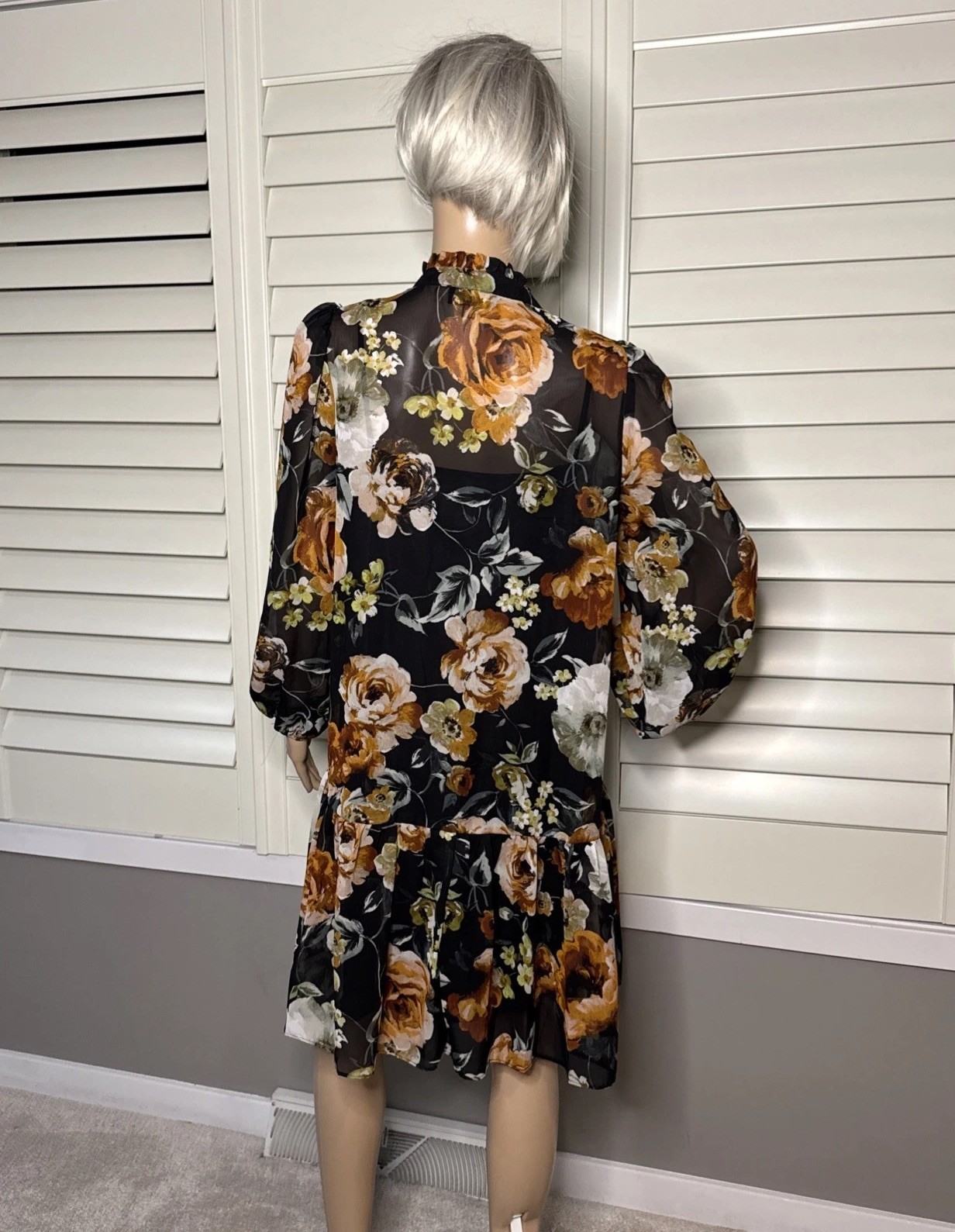 Maia Womens Multicolor Floral Long Sleeve Knee Length Fit & Flare Dress Size 8