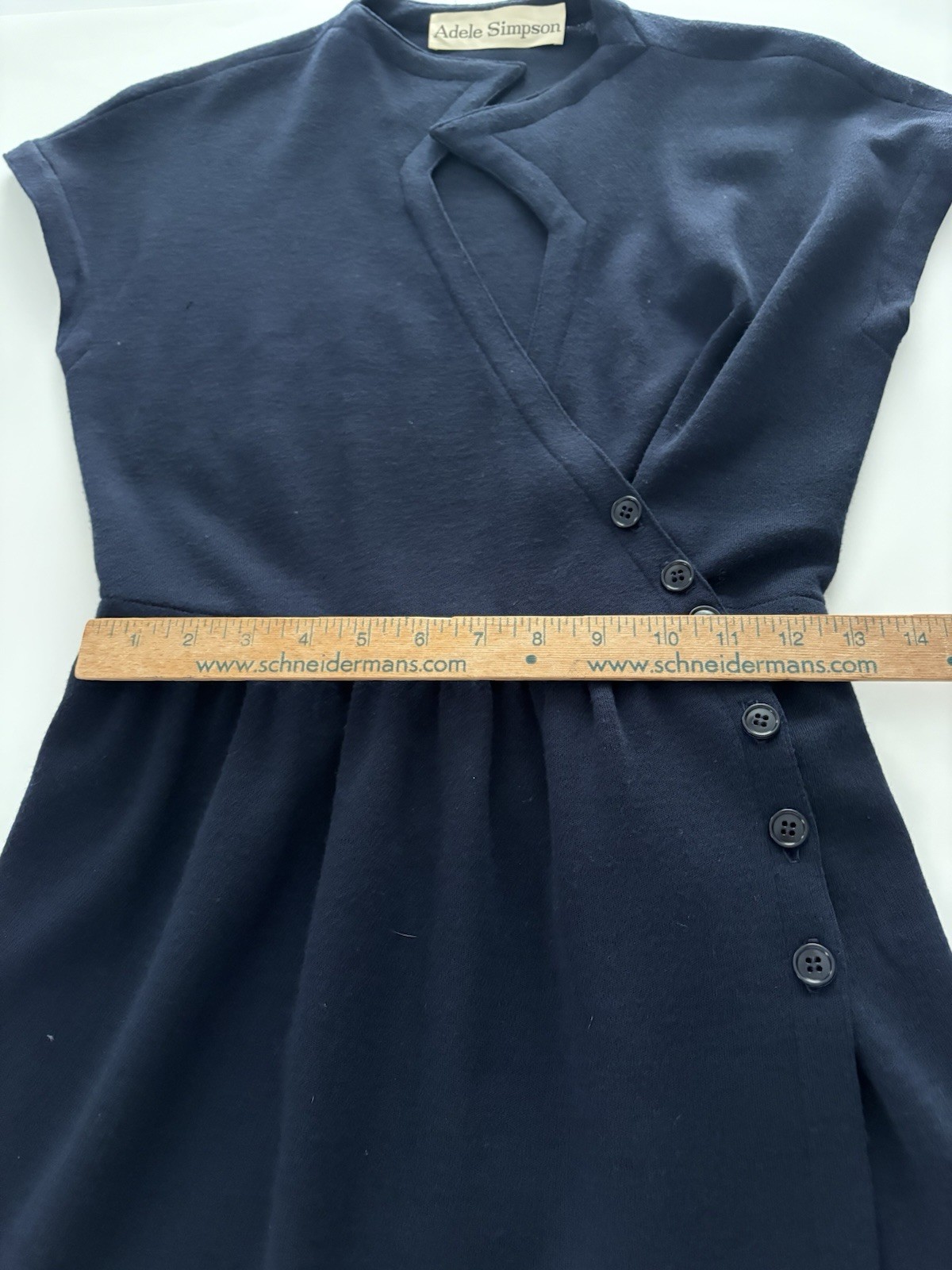 Vintage Adele Simpson Wrap Dress Size 6 Navy Blue Heritage Quiet Luxury Bergdorf