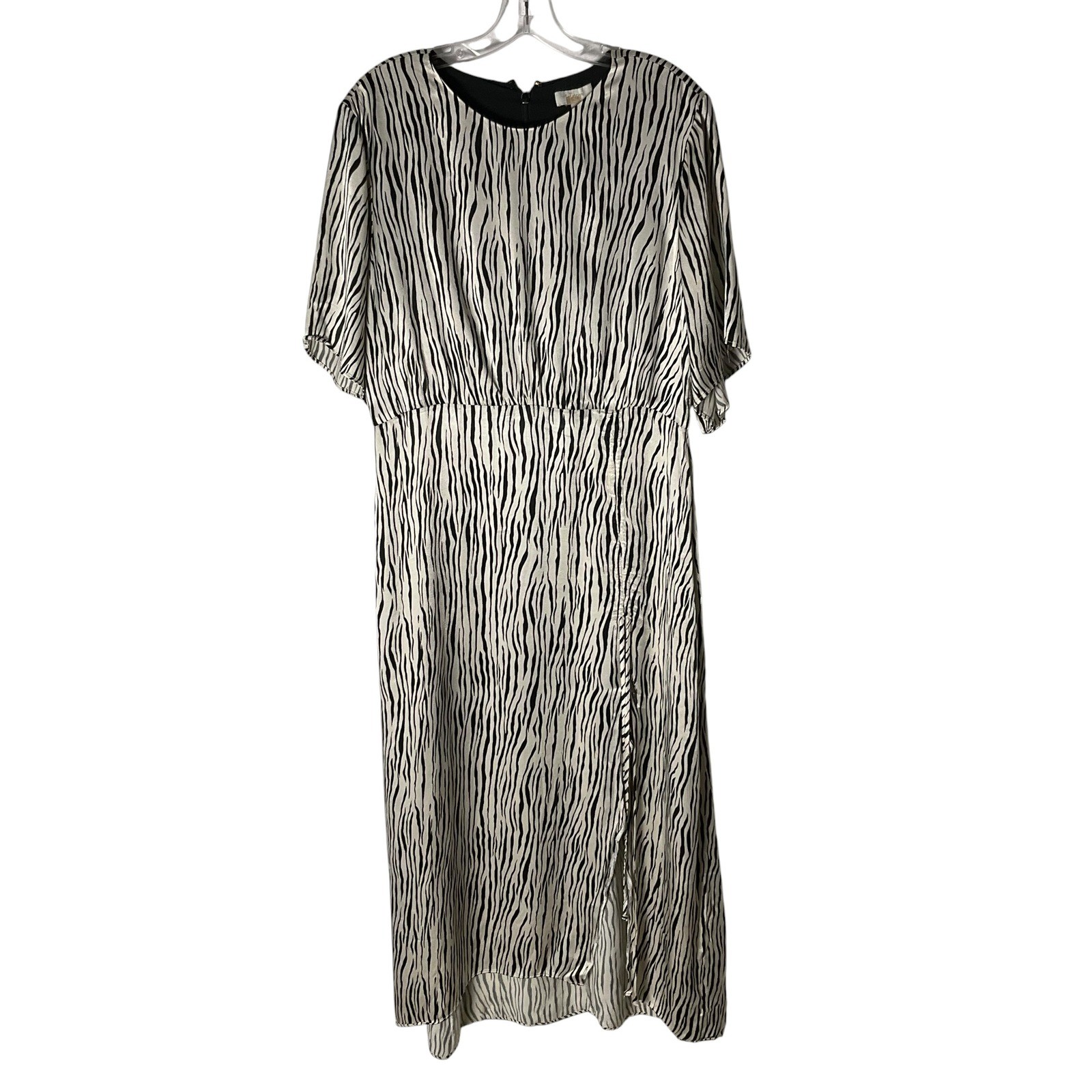 Petersyn Etta Zebra Midi Dress Womens Short-Sleeve Black White Size XL *FLAW*