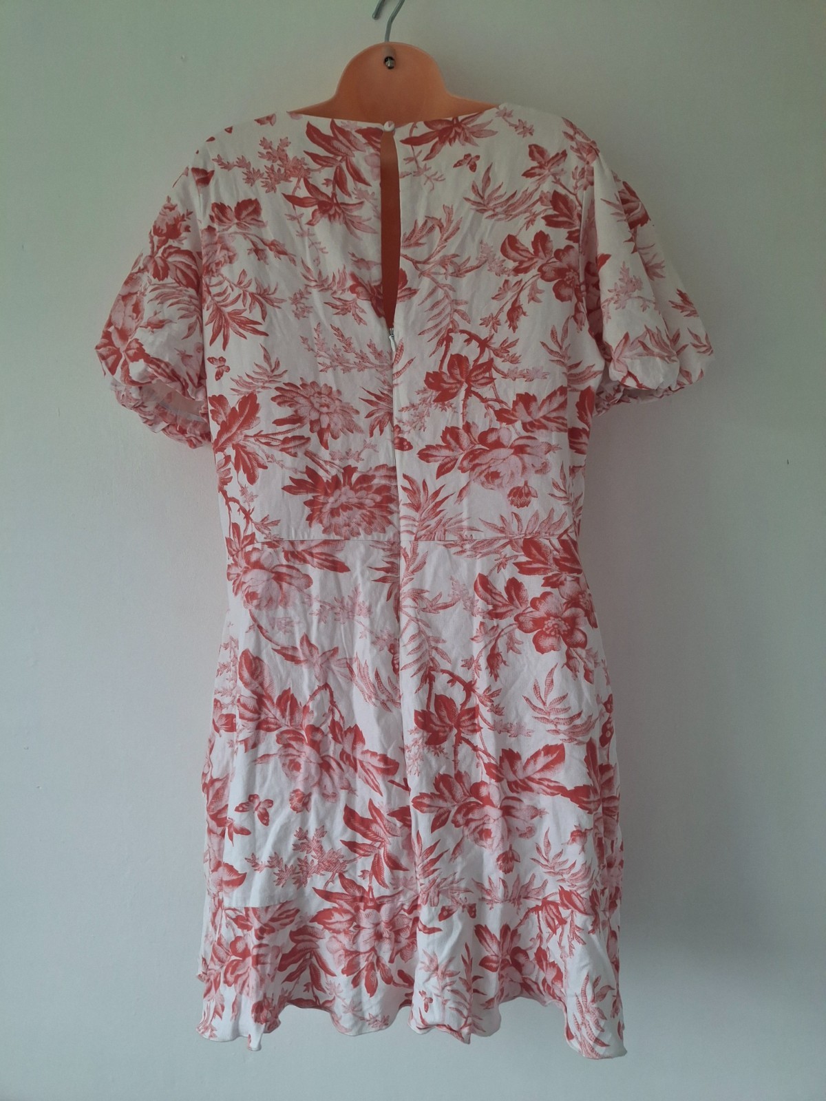 Lipsy Womens Pink Floral Knee length Dress Uk18 Linen Blend V Neck Casual Travel