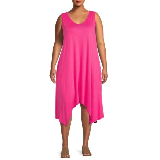 WOMAN’S DRESS SHARKBITE STYLE SLEEVELESS PINK TERRA & SKY 2 POCKETS 3X
