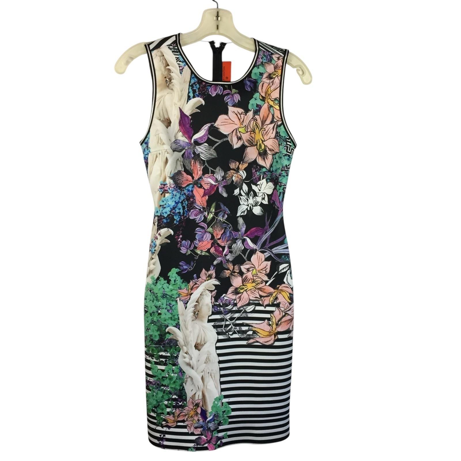 Clover Canyon Scuba Floral Art Print Sleeveless Sheath Dress Size S Small