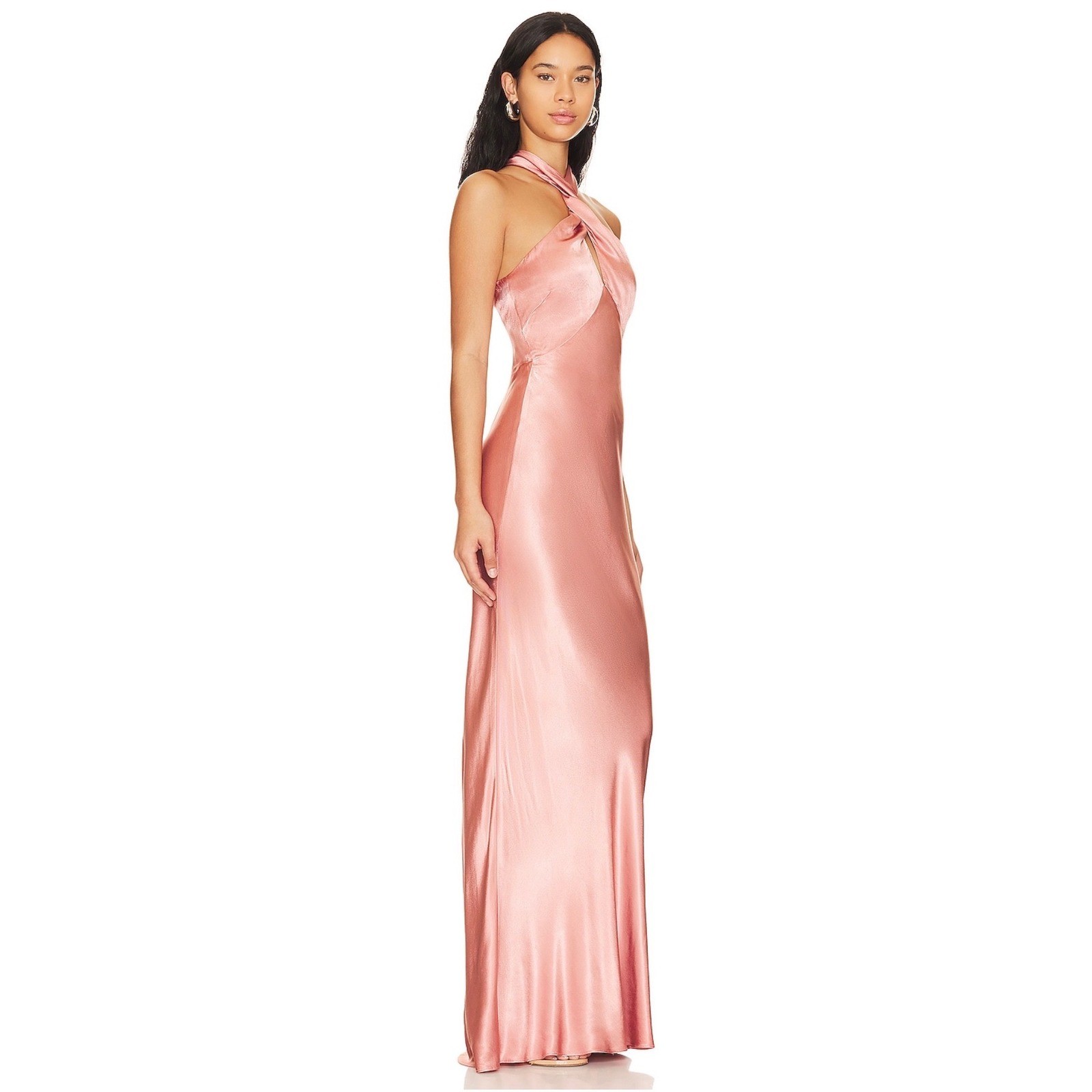 Shona Joy La Lune High Neck Twist Maxi Dress Antique Rose Pink Size 6
