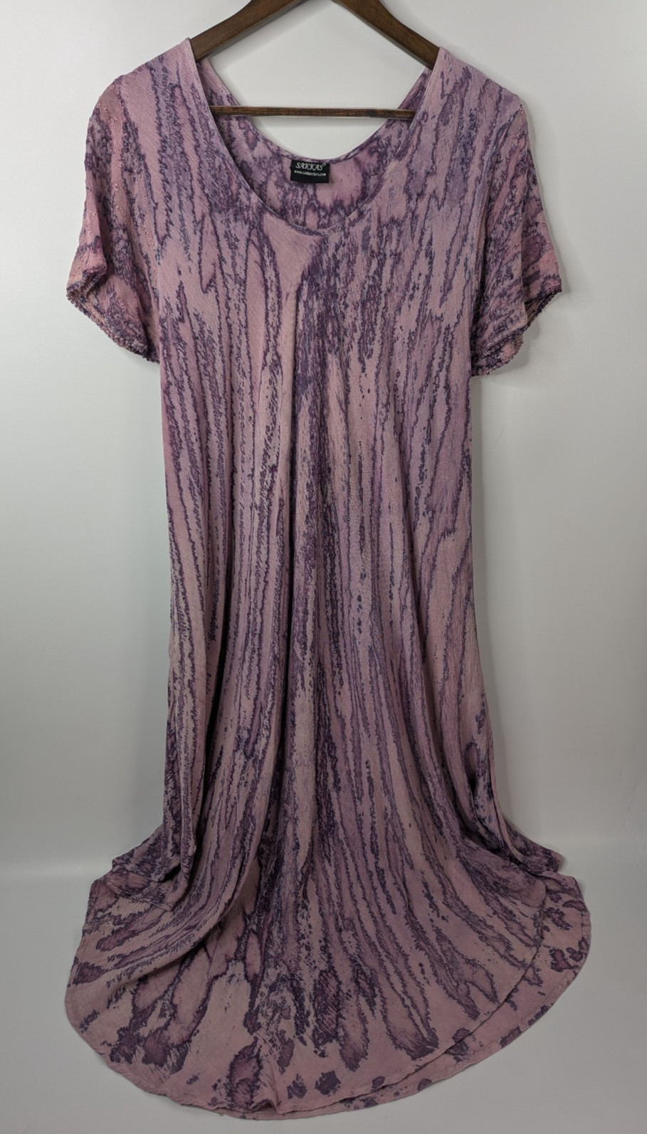Sakkas Fairy Cap Sleeve Lace-Up Long Caftan Dress Women One Size Purple Boho