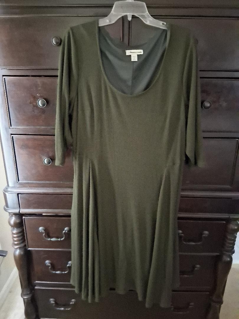 1-Coldwater Creek Evergreen Inverted Pleating Knit Maxi Dress – Size 2X (20-22)