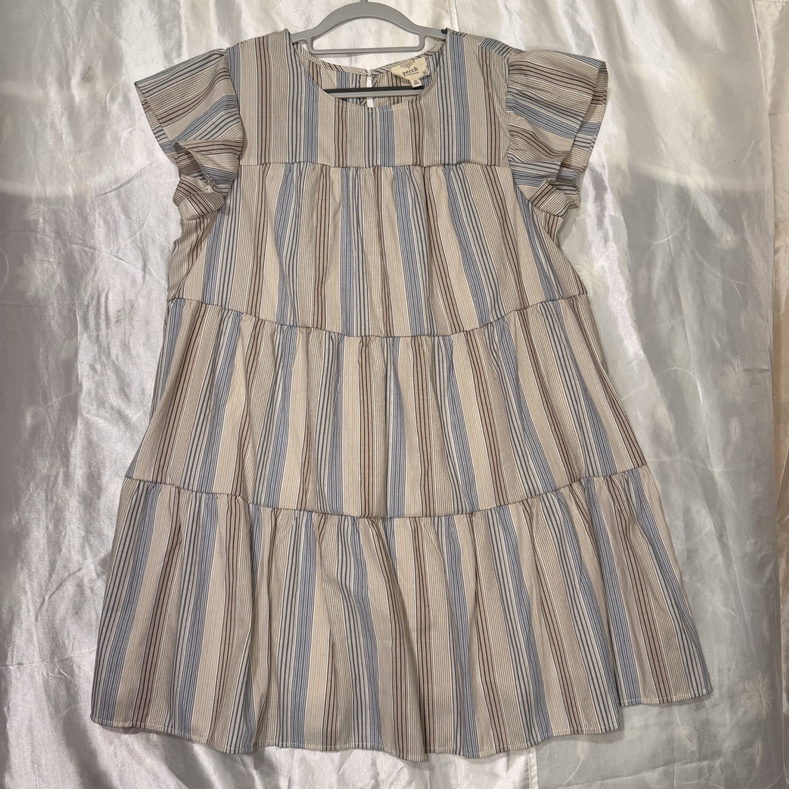 Perch By Blu Pepper Multicolor Striped Babydoll Dress Size XL Lined