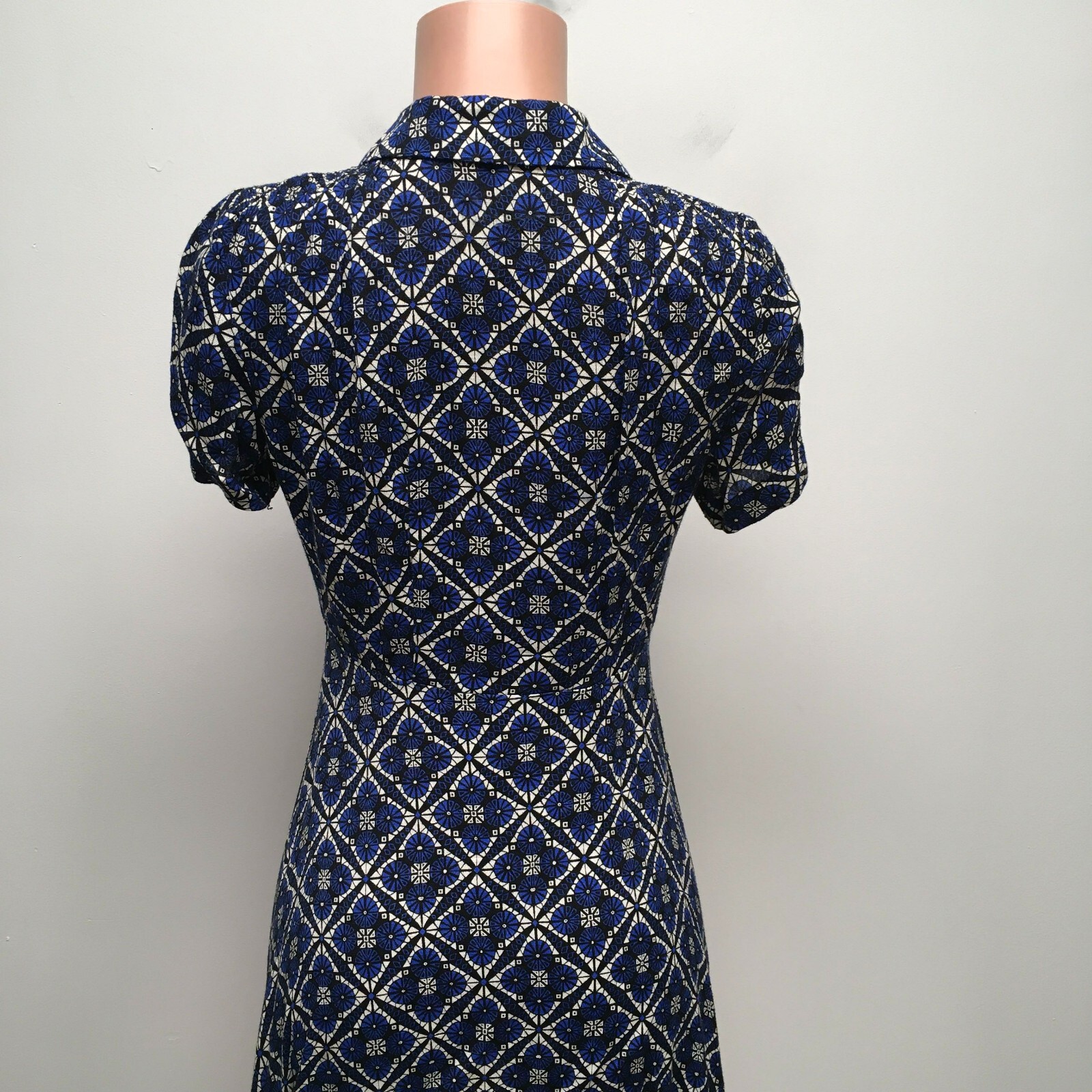 Free People Womens Black Blue Combo Melody Printed Keyhole Mini Shirt Dress 4