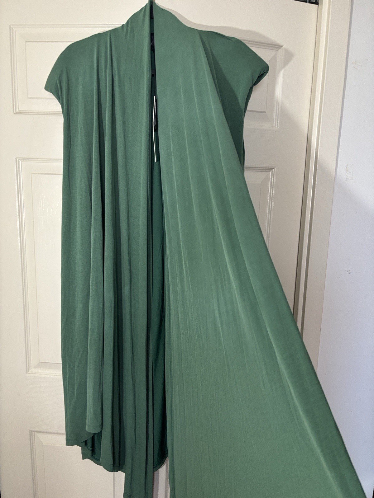 NWT Ozai N Ku Jade Green Draped Open Front Maxi Duster Vest Dress Size 1 $198