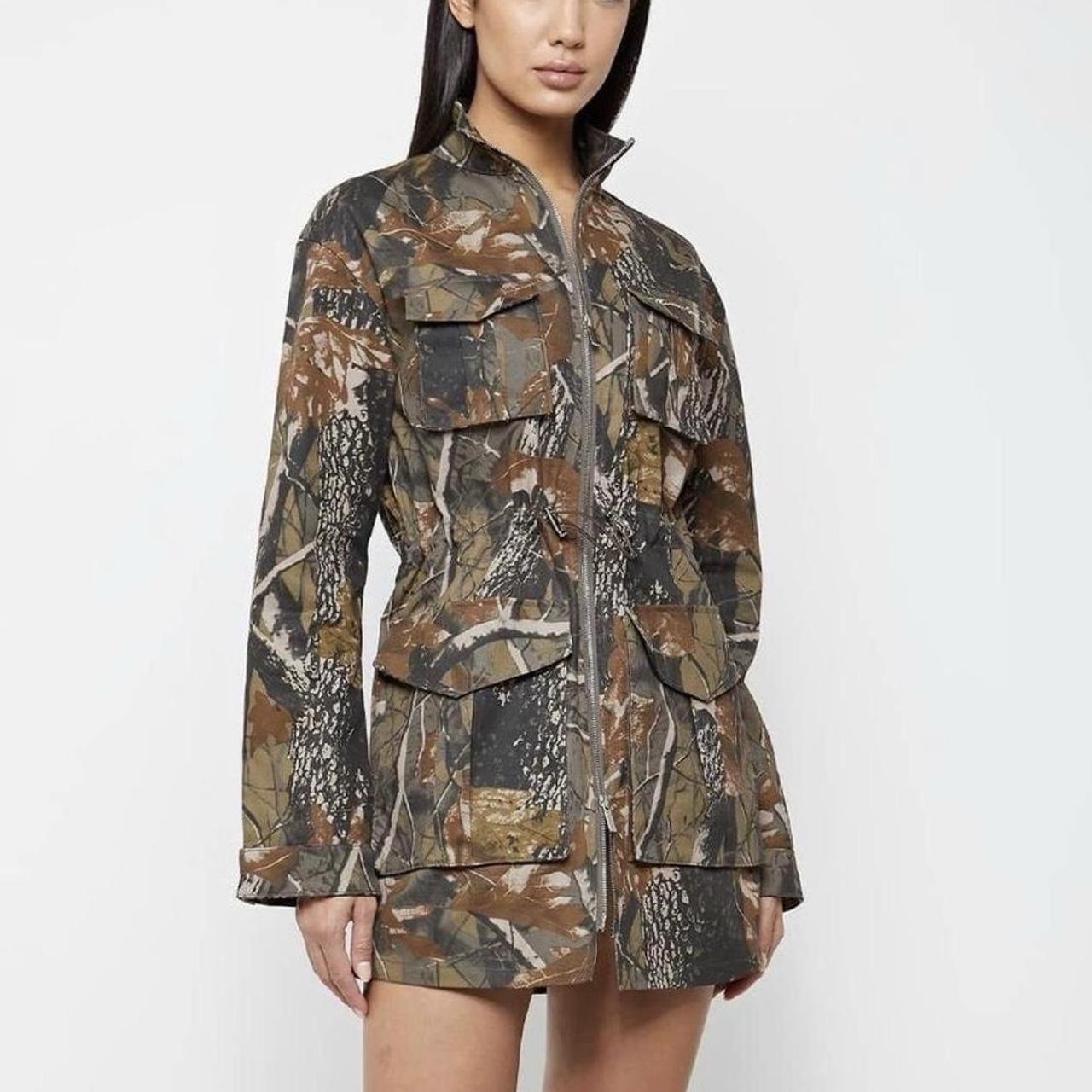 NWT Manière De Voir Camo Zip Cinched Utility Military Streetwear Jacket Dress 8