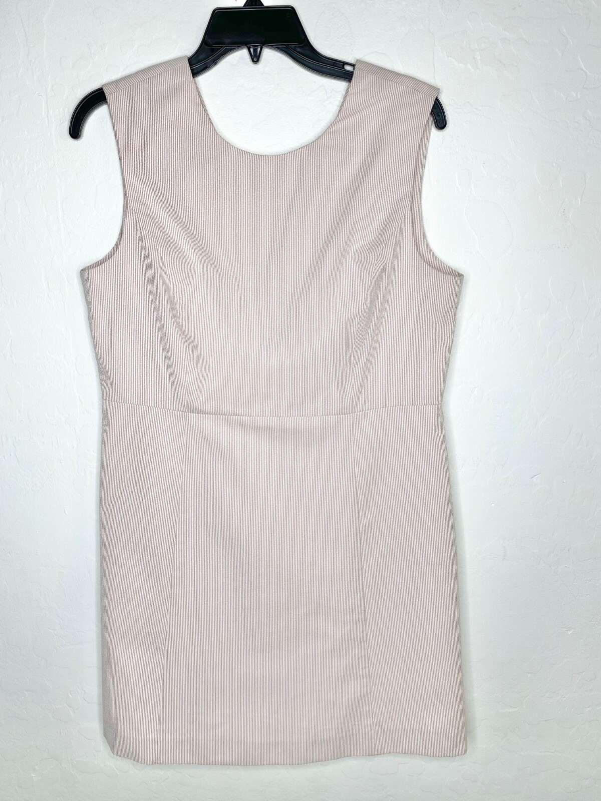 MILLY Pink White Pin-Stripe Italian Seersucker Shift Sheath Mini Dress 12 US