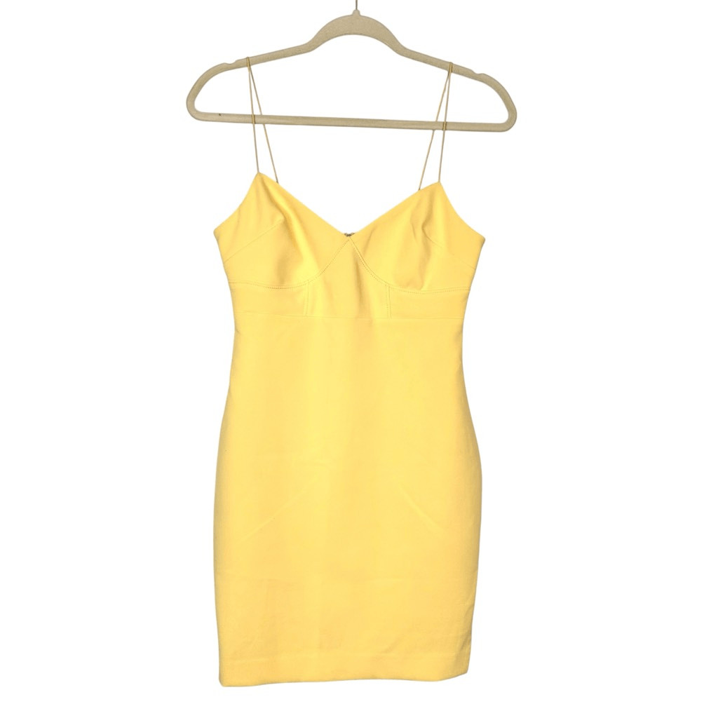 Likely Dress Pale Yellow Sleeveless Lined Side Slit V-Neck Mini Bodycon Sz 0 XS