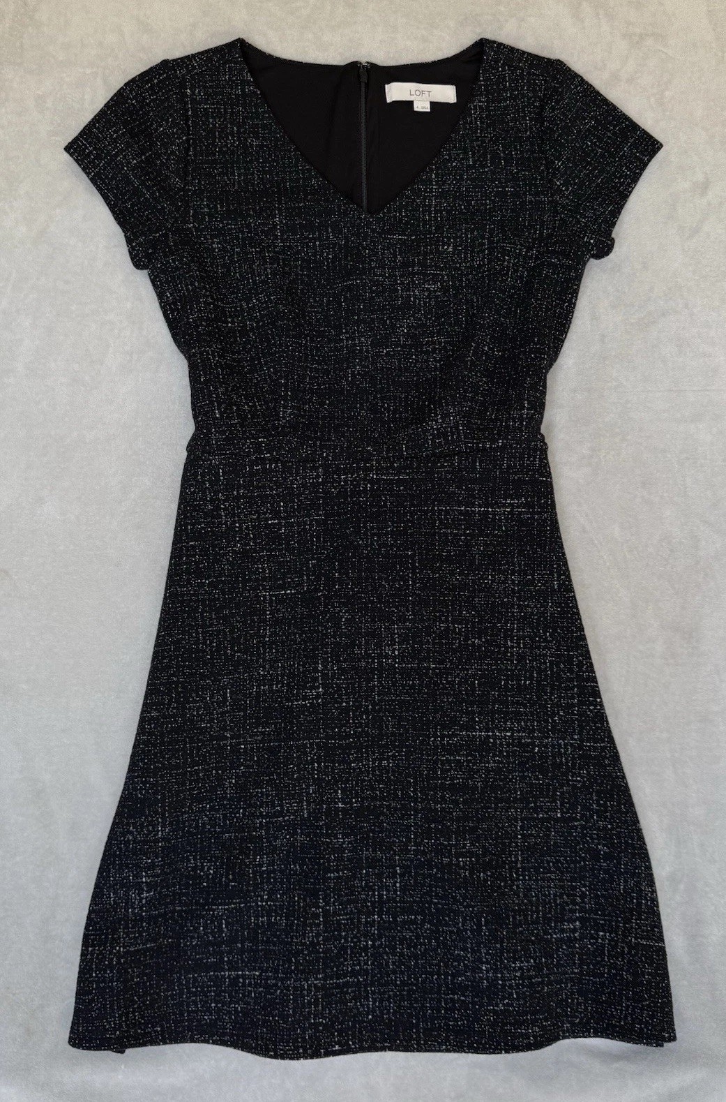 Loft Dress Women’s Size 4 Black Knit Tie Front Pockets Classic Elegant Career