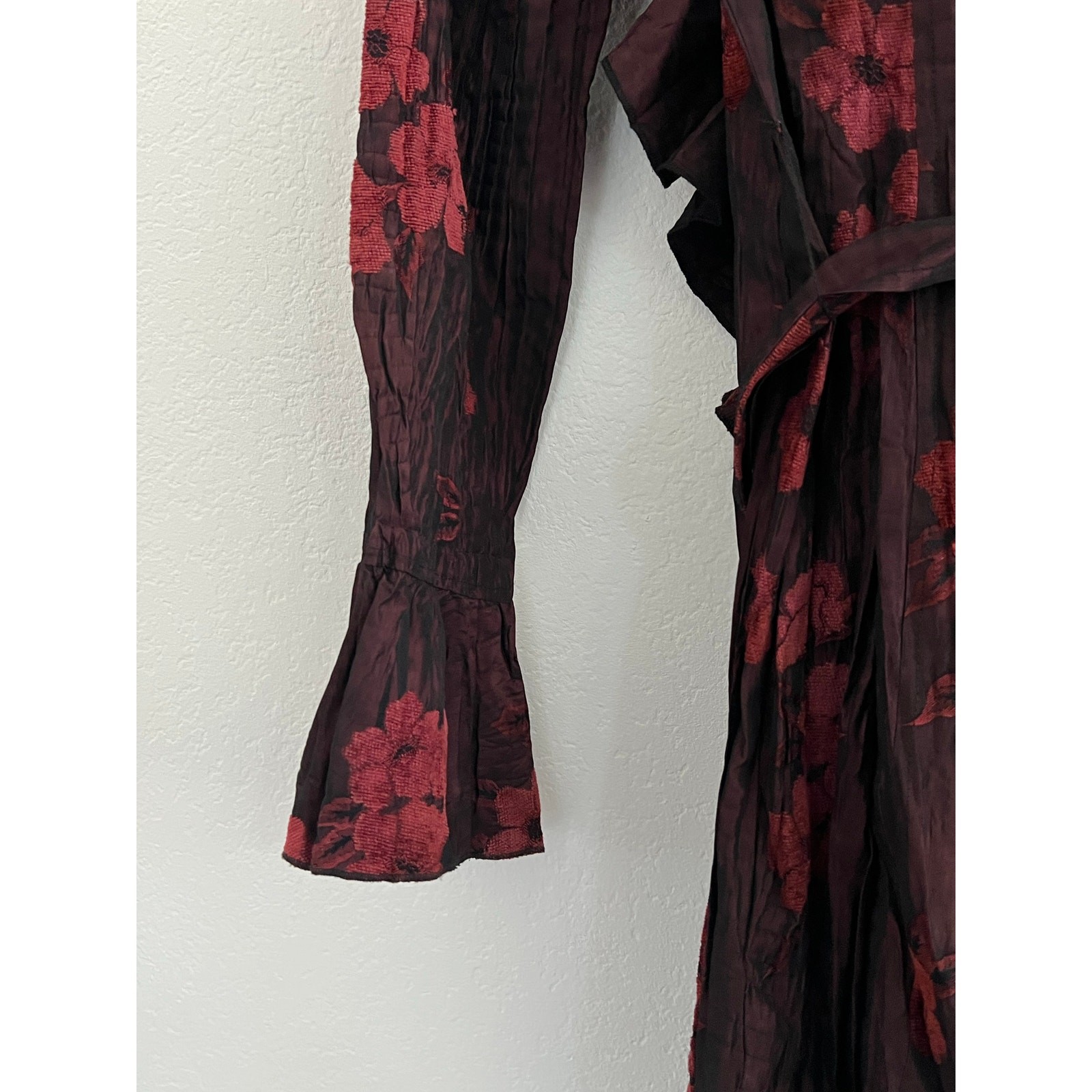 Alberto Makali Crushed Velvet Burnout Floral Mini Dress Small Whimsygoth Artsy