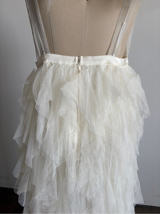 $489 NWT For Love And Lemons “Maxine” Tulle Maxi Dress in Ivory Sz XXS