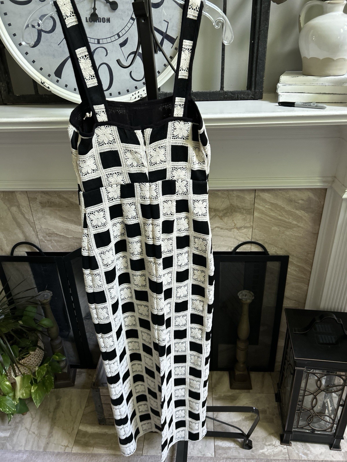 NEW NWT $238 TULAROSA “Anna” black white patchwork maxi dress – sz XXS