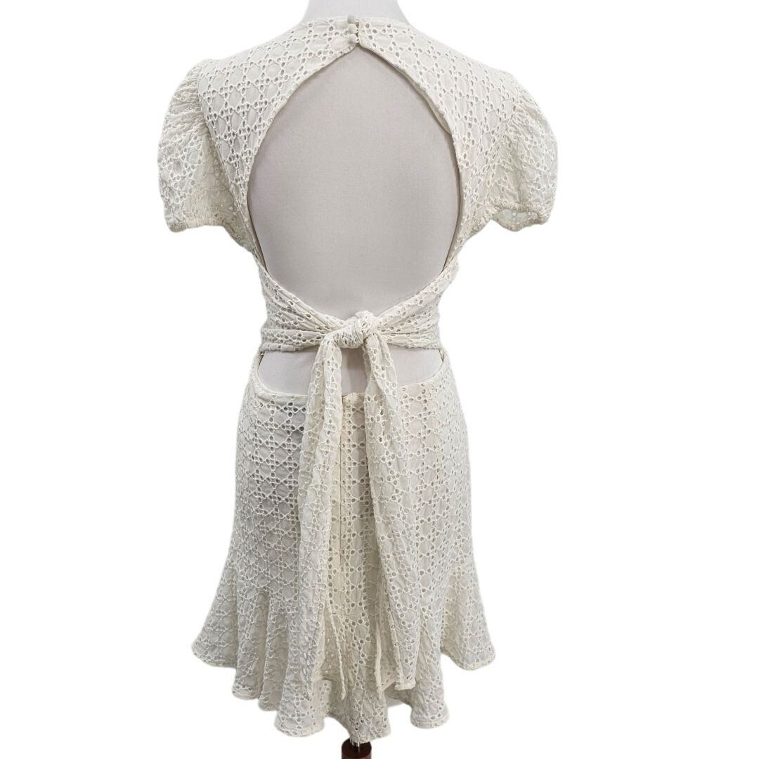 Bardot Womens 10 Nadia Tie Back Eyelet Mini Dress NWT