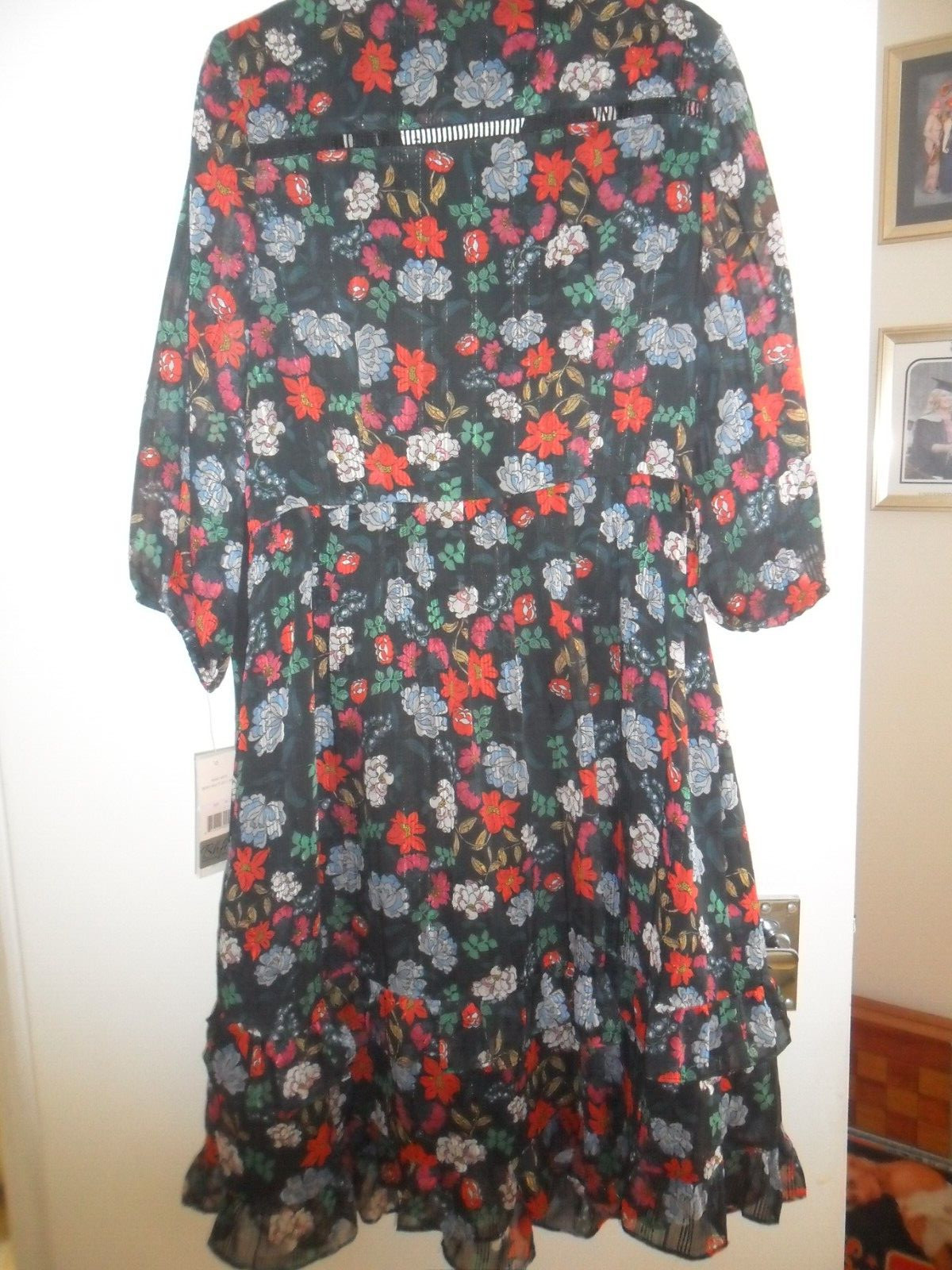 Nanette Lepore Black/ RED/ Green Multicoloured Floral Lined Dress Sz 10 BNWT