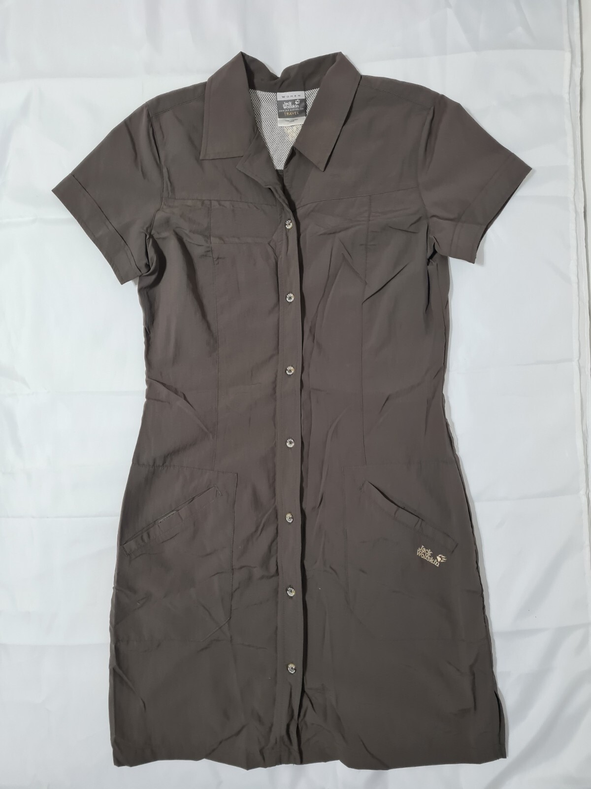 Jack Wolfskin Women Brown Travel Summer Short Sleeve Short Dress Size 12 14uk