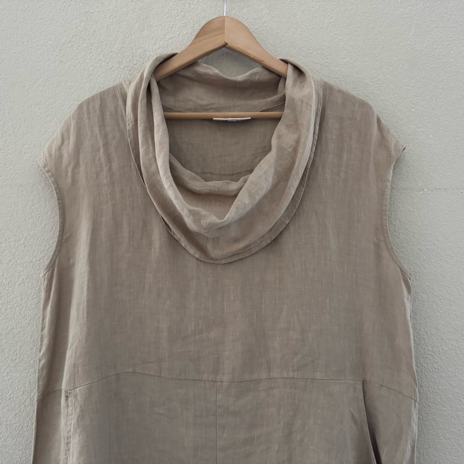 Bryn Walker Atticus Romper Jumpsuit Dress Med Sand Linen Lagenlook Artsy Boho