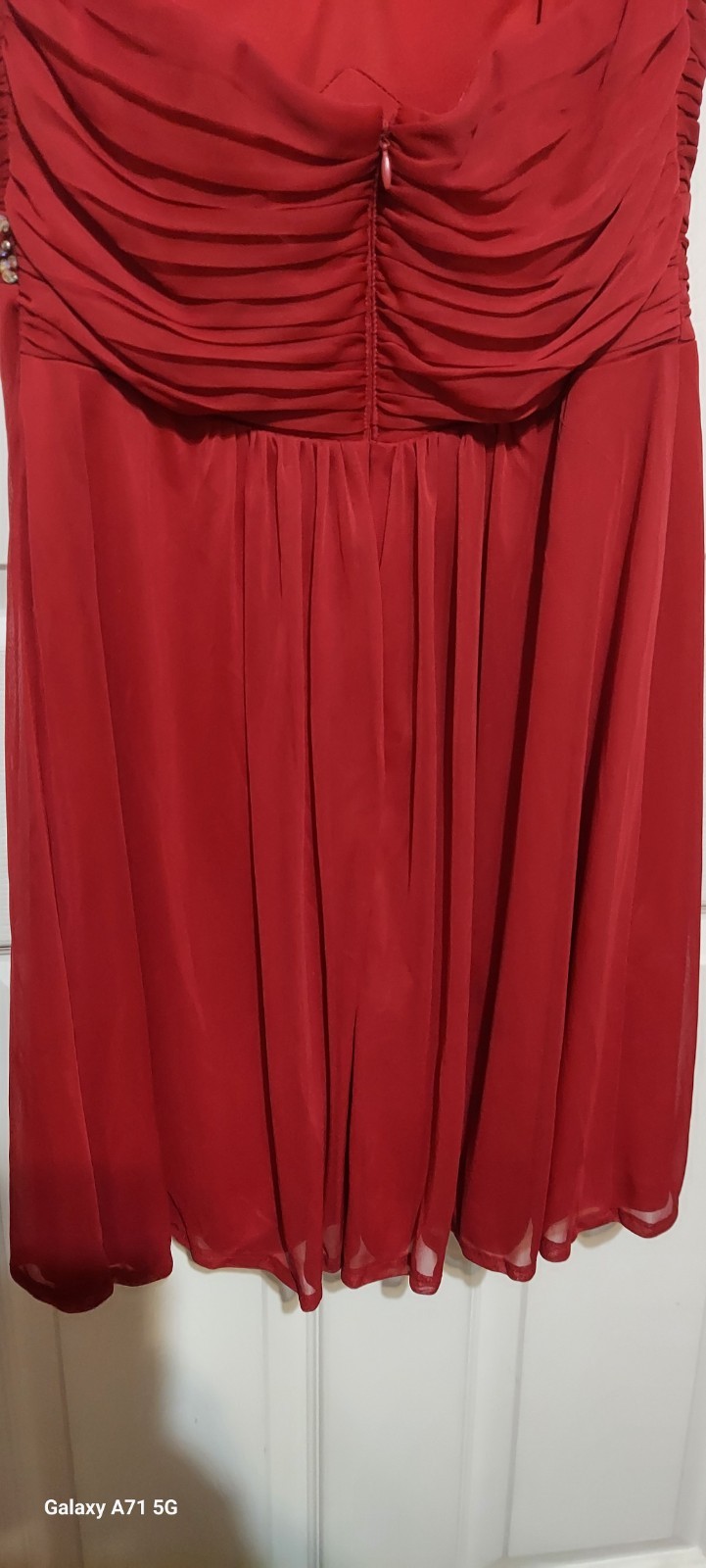 Blondie Nites Red Strapless Dress Rhinestones Mini Red Sheer Homecoming Prom Y2k