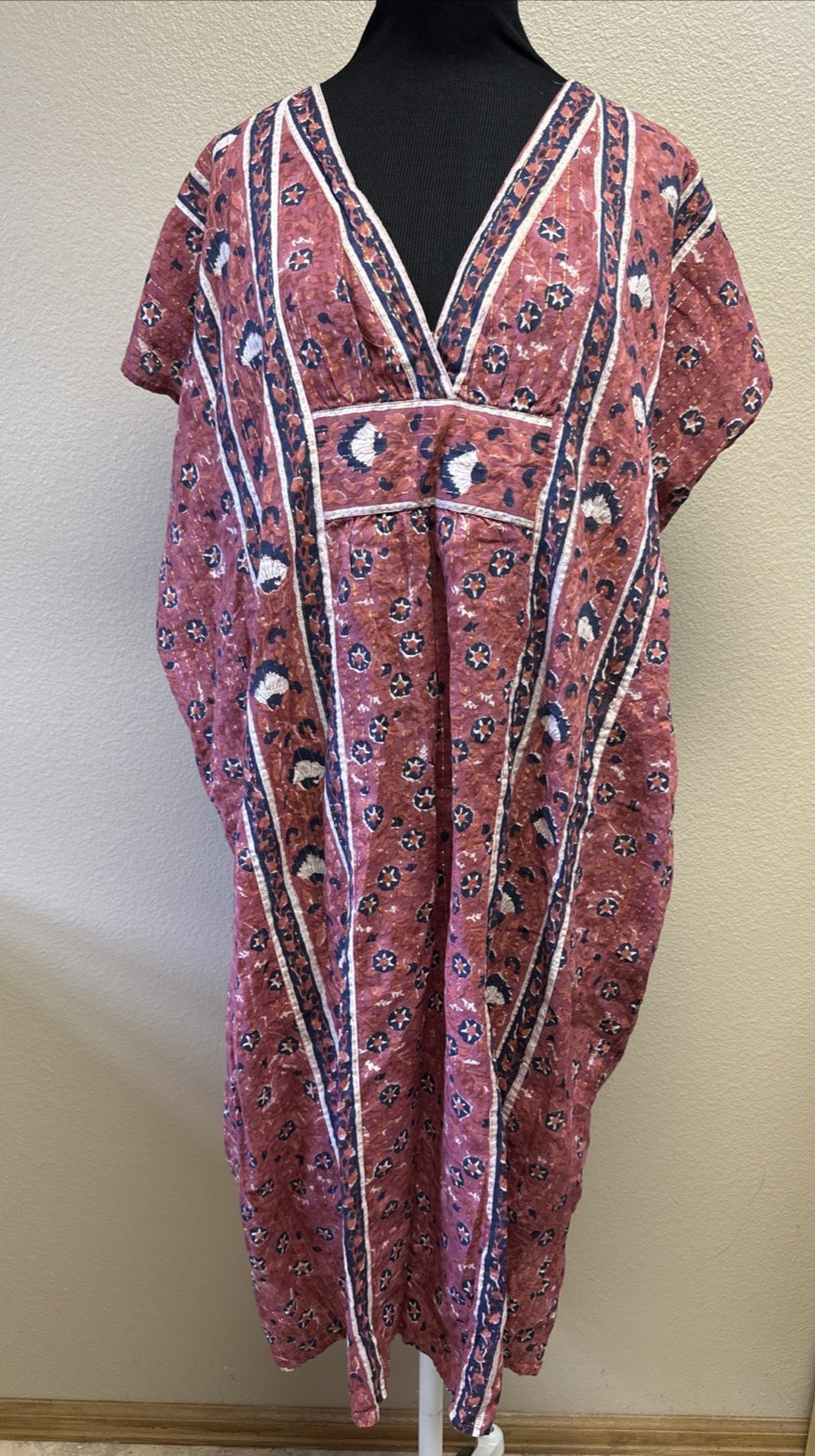 Emerson Fry India Collection Kaftan dress womens one size Francina V-Neck EUC