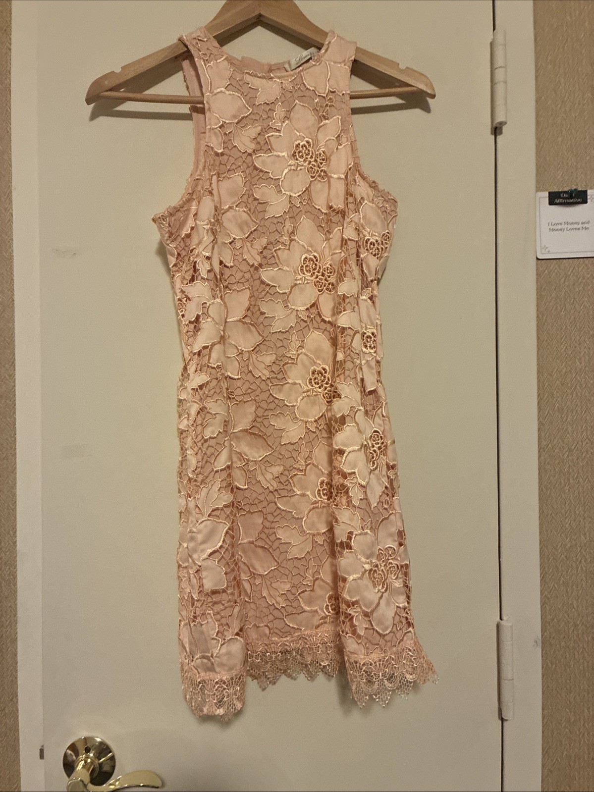 Lovers & Friends Peach Lace Mini Dress Sz XS Beach Romantic Spring Summer Floral