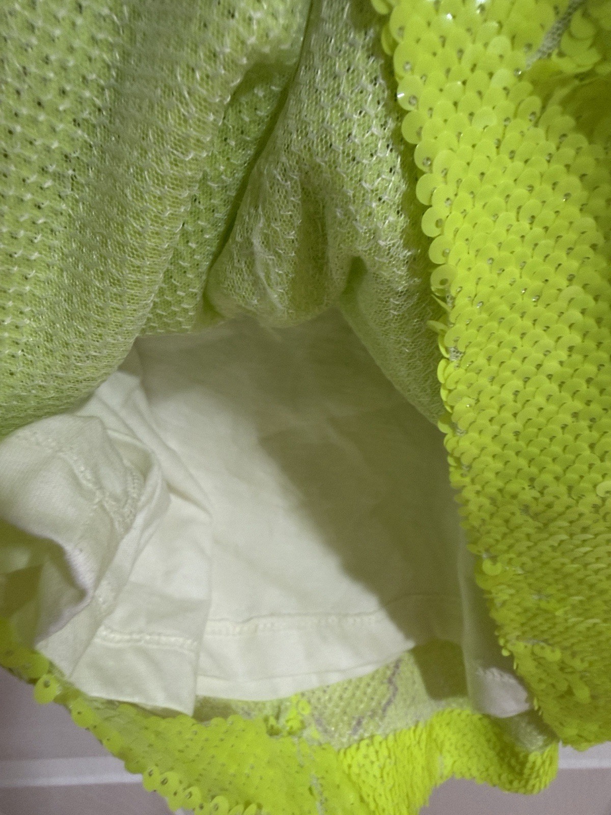 Elmas Phil NWT Neon Lime Green Sequin Peplum Mini Dress XS Party Rave Vegas