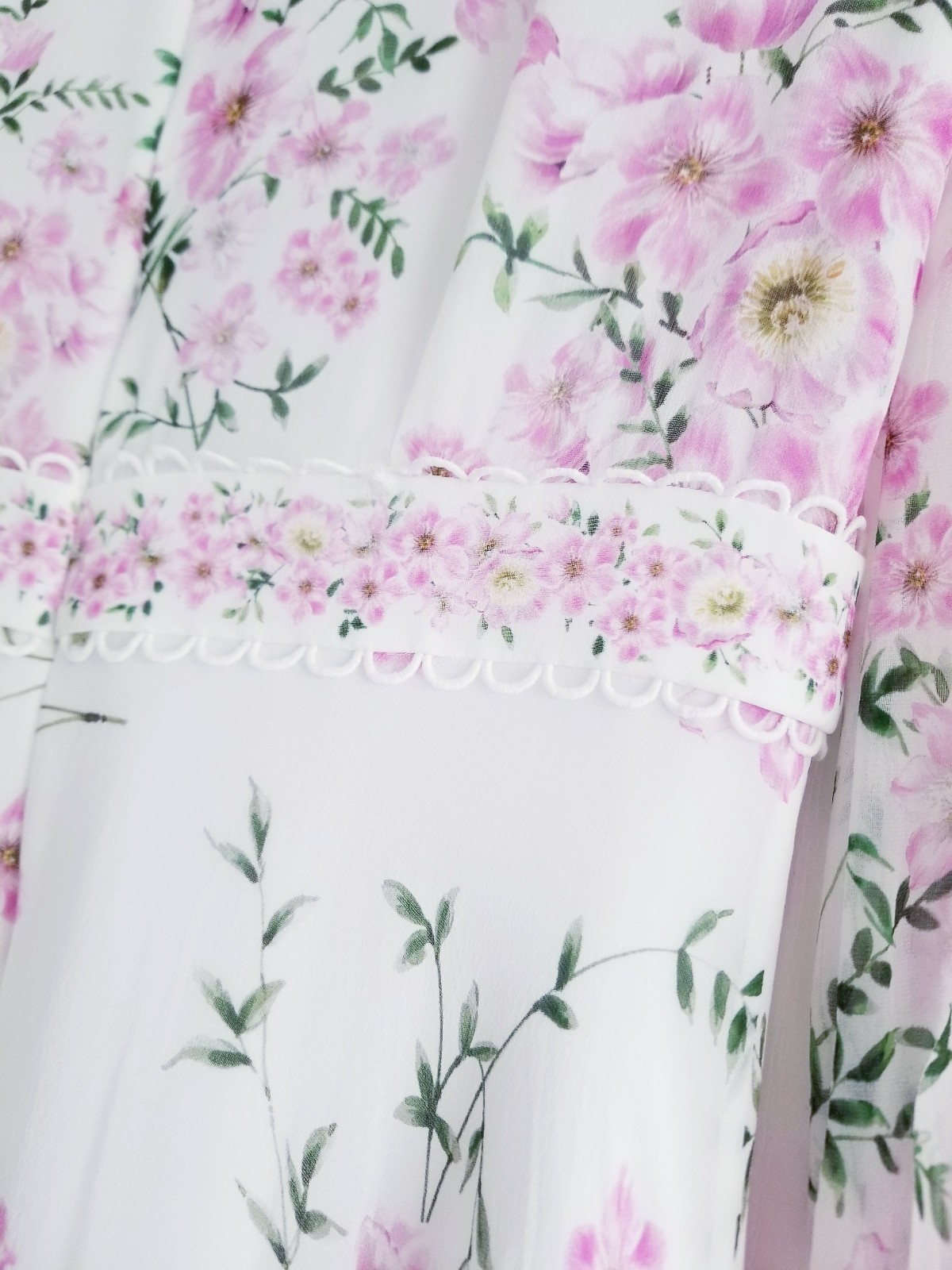 Hobbs Skye Floral Print Pure Silk Midi Dress Ivory Pink Size UK 10 Petite (8-10)