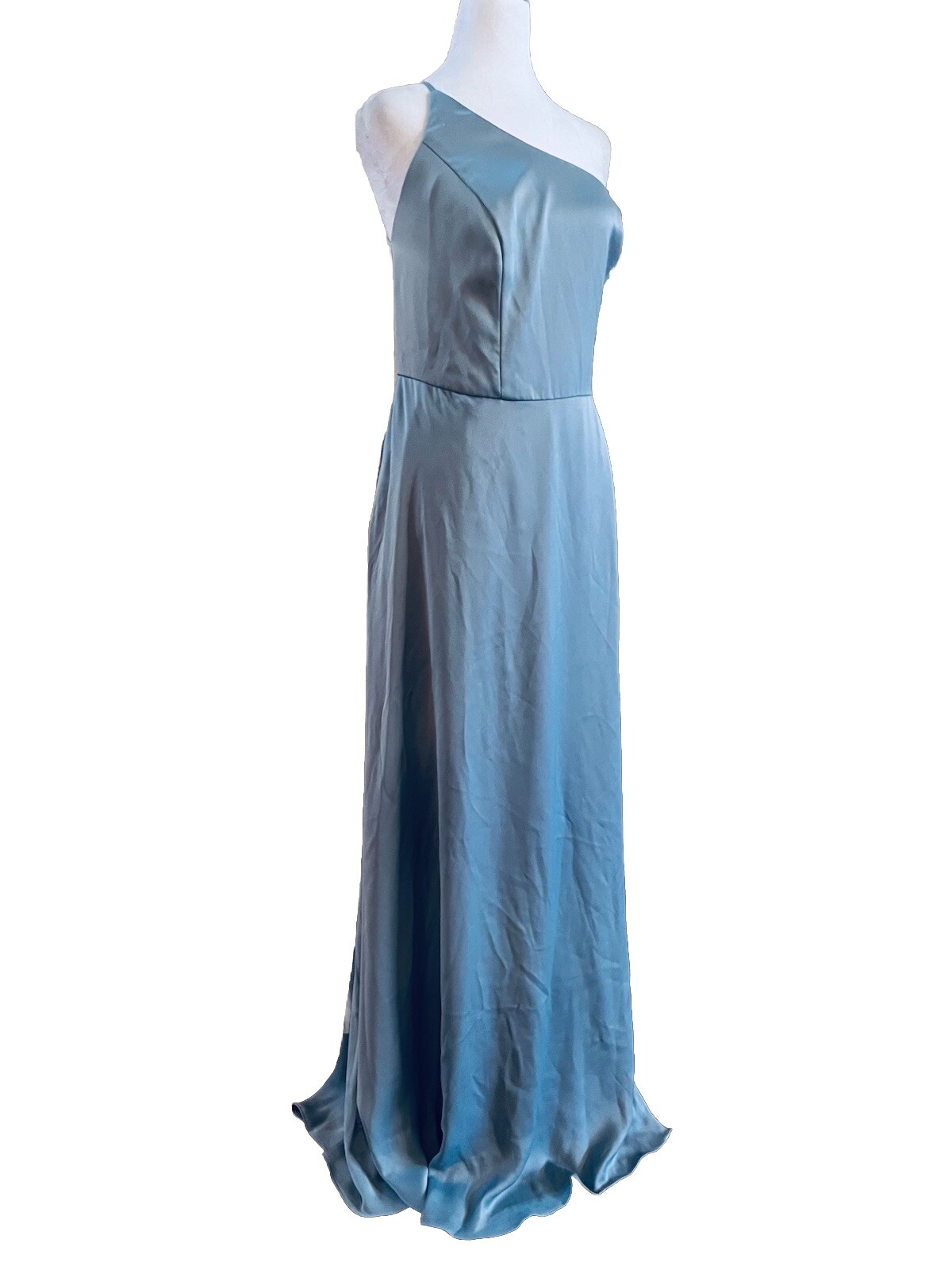 Celébrate DB Studio Size 16 Blue Formal Gown One Shoulder Satin Dress Bust 44”