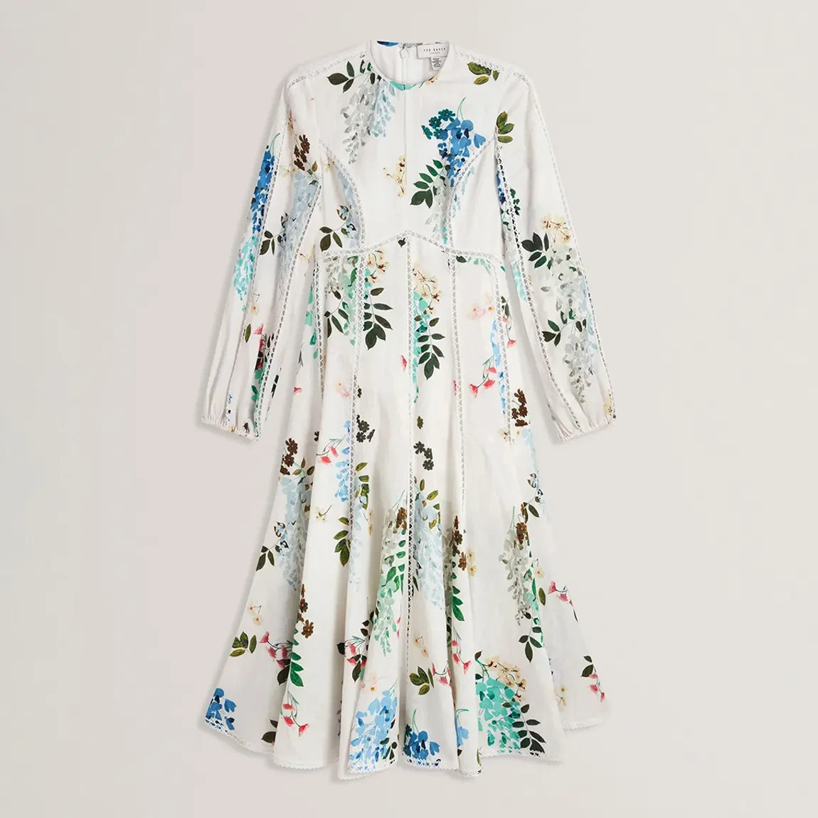 Ted Baker Dress SIZE 0 UK 6 Wedding Guest Linen Midi Party