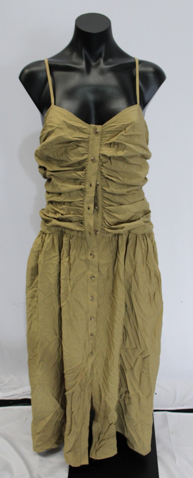 Future Collective Women’s Ruched Midi Tank Dress JK5 Olive Green Small NWT