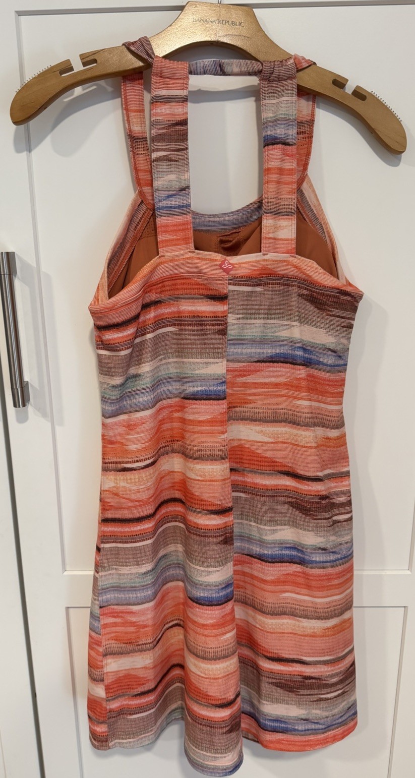 prAna Women’s S Orange Multicolor Striped Square Neck Knit Shift Dress