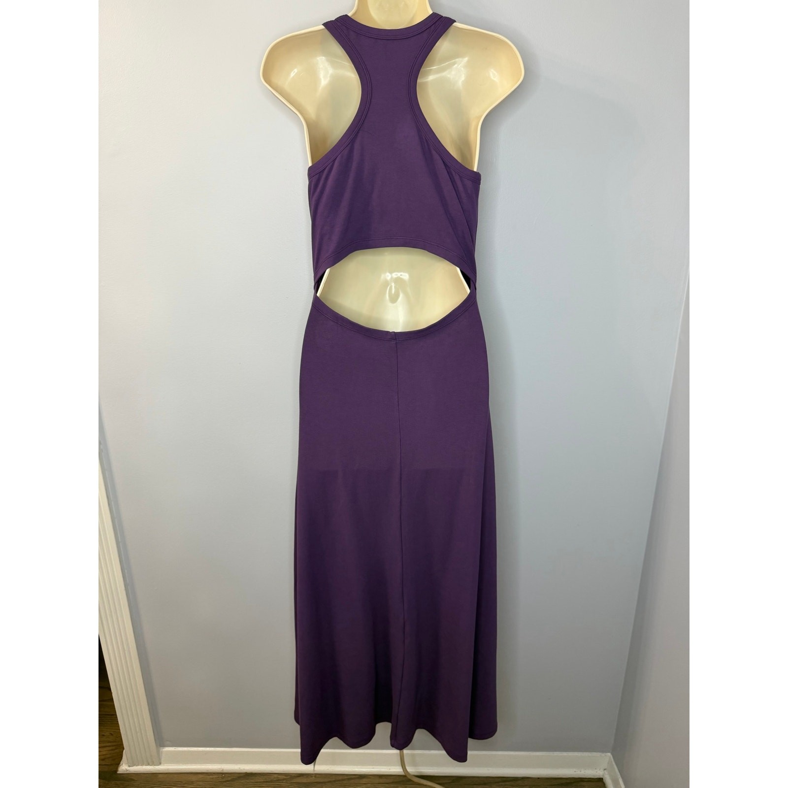 Halara Racerback Ruched Built-in Bra Midi Casual Dress Jersey Stretch Sz M New