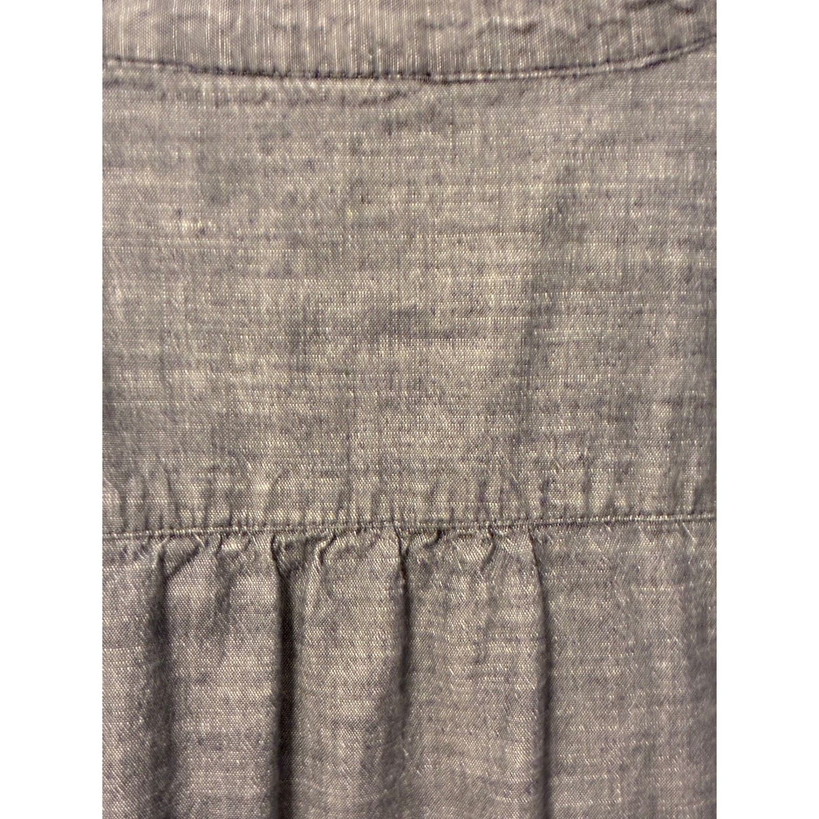 Chambray Button Down Shirt Dress Grey Blue Roll Tab Sleeve with Rope Belt