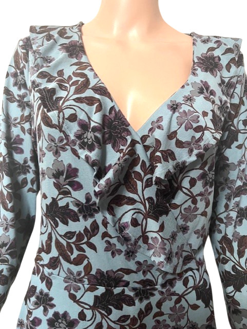 Fortune & Ivy Stitch Fix NWT Womens Size Large Dress Teal Lavender Faux Wrap