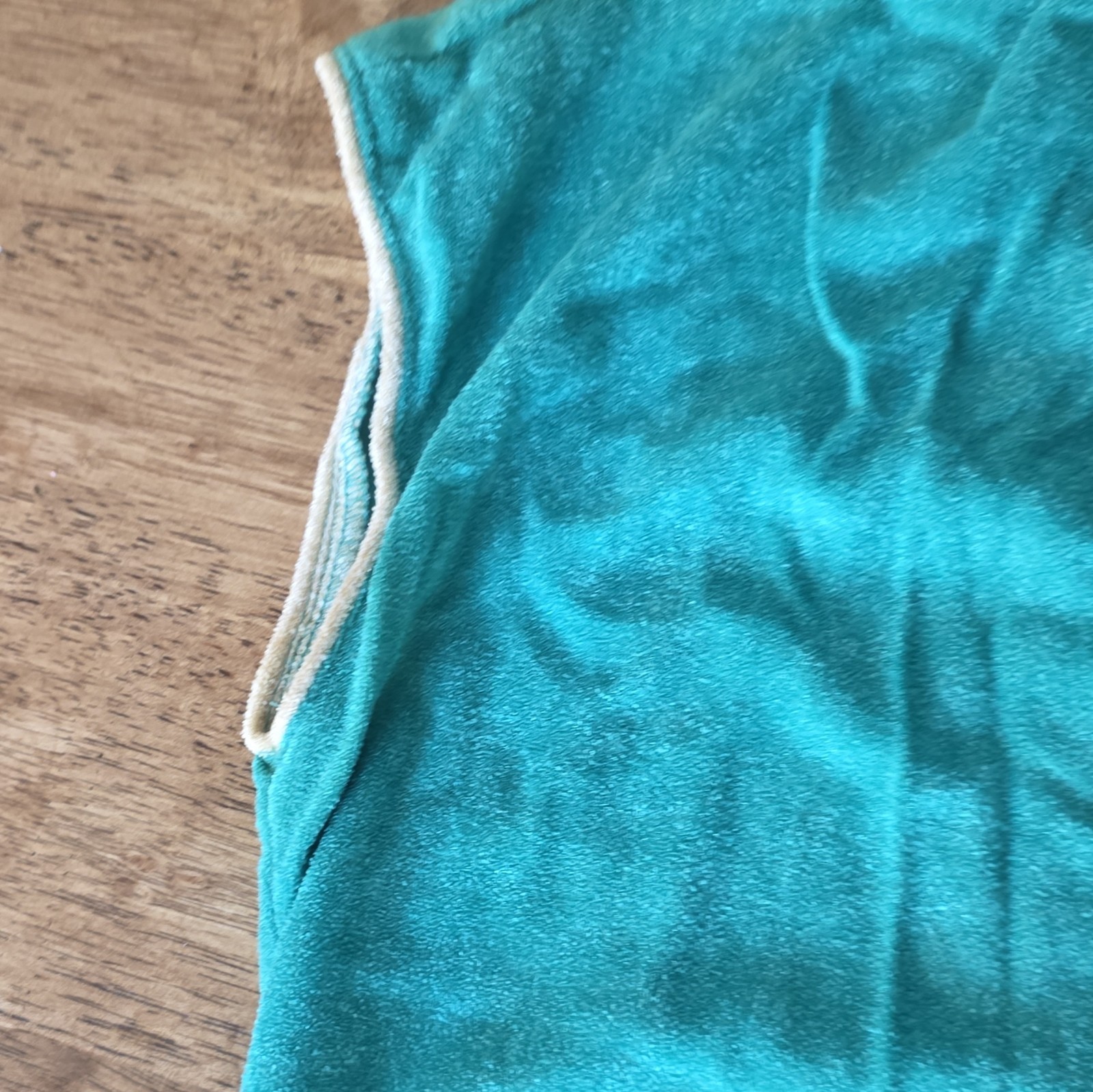 New Raves Teal Terry Cloth Button Front Belted V-Neck Long A-Line House Dress 7