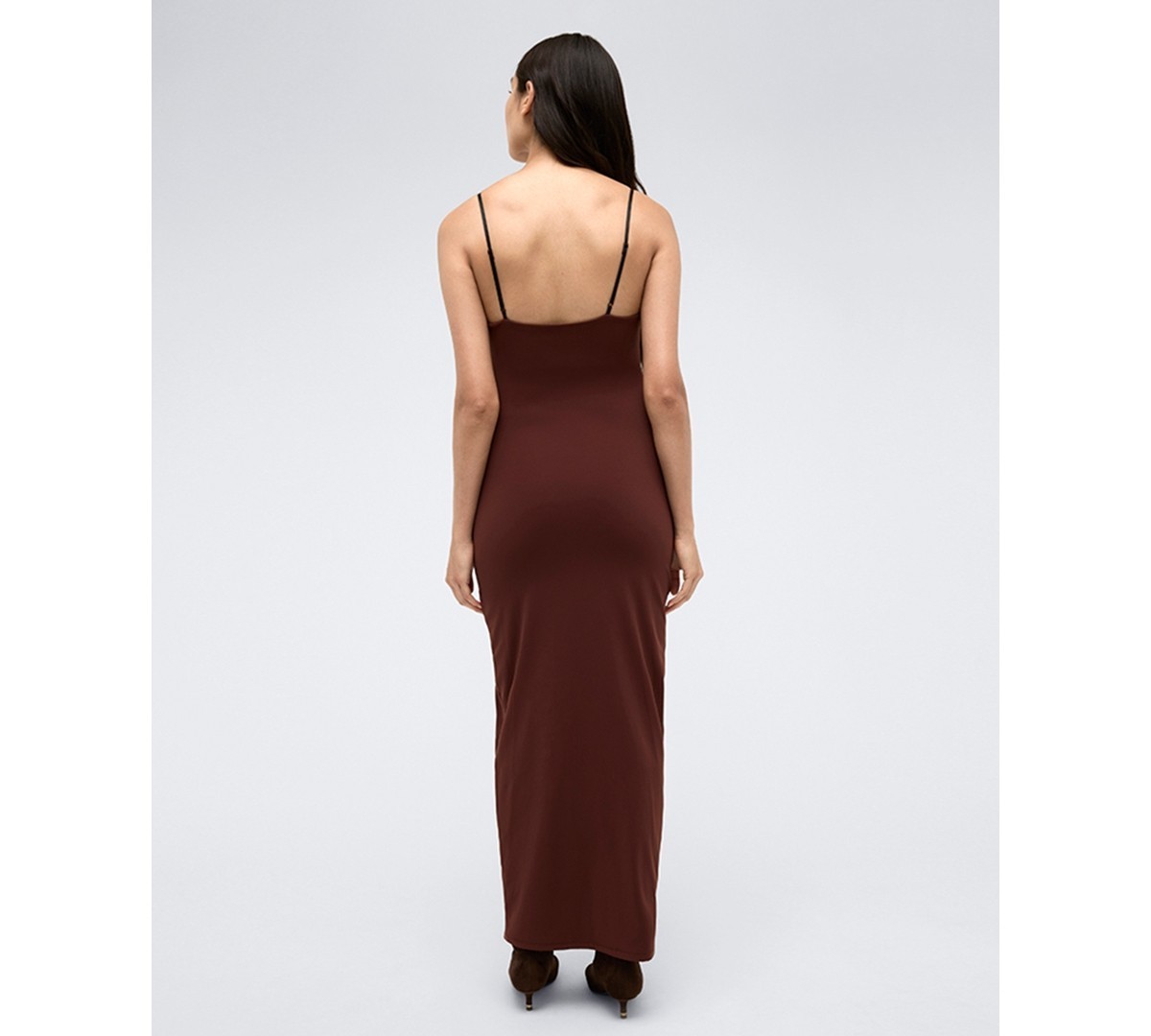Kenneth Cole Athletic Stretch Maxi Slip Dress Women’s L Deep Chestnut Pullover