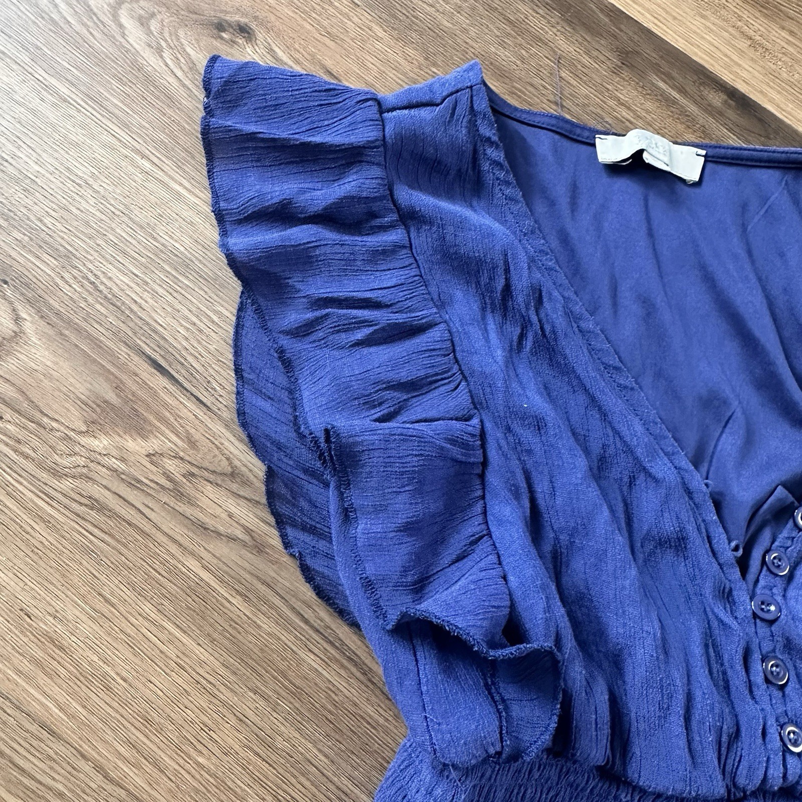 J GEE Tiered Midi Dress Boho Blue Sleeveless Dress Petite Large Flutter Sleeves