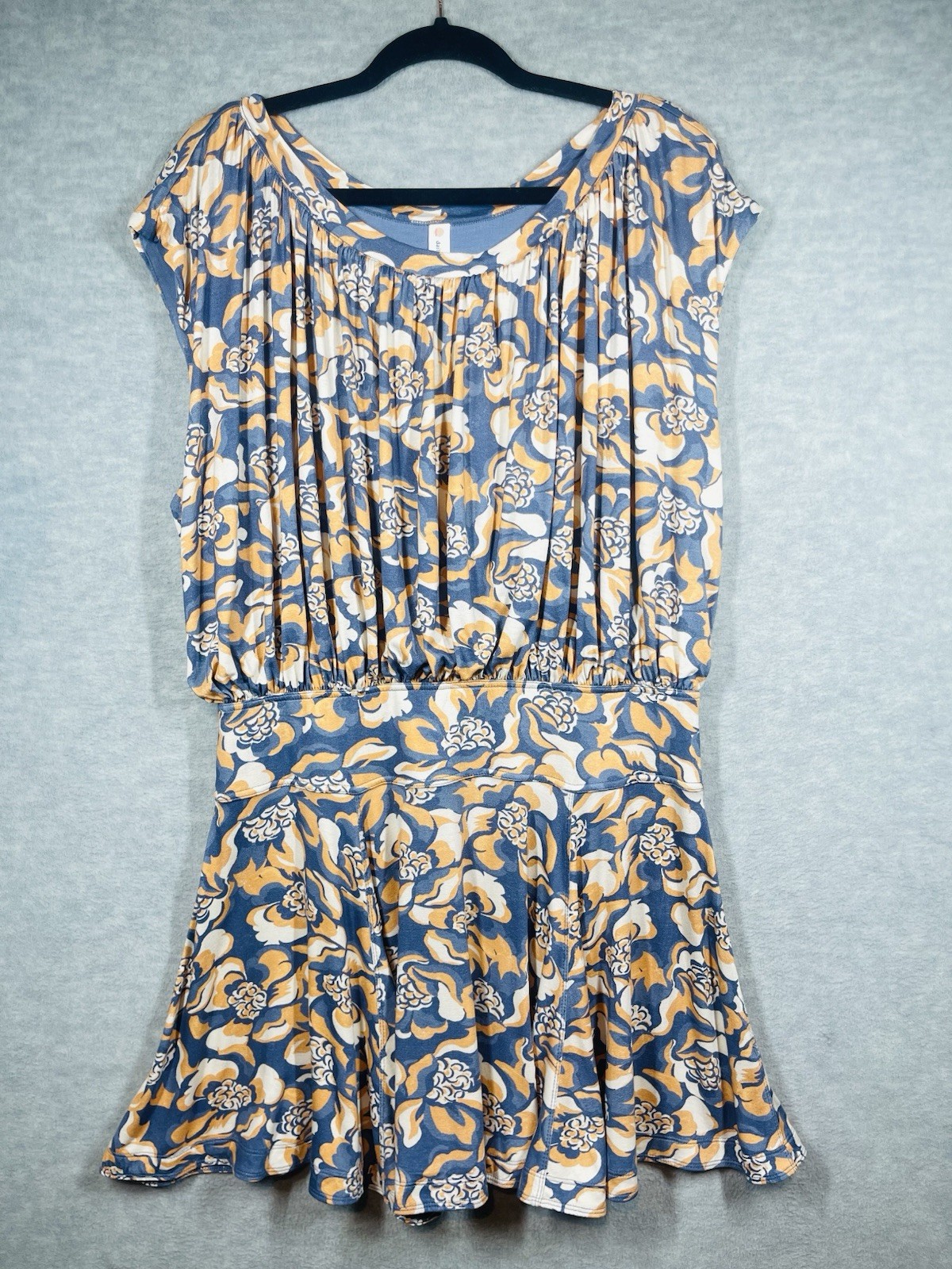 Anthropologie Daily Practice Floral Cinched Knit Mini Dress Size XLP Western NWT