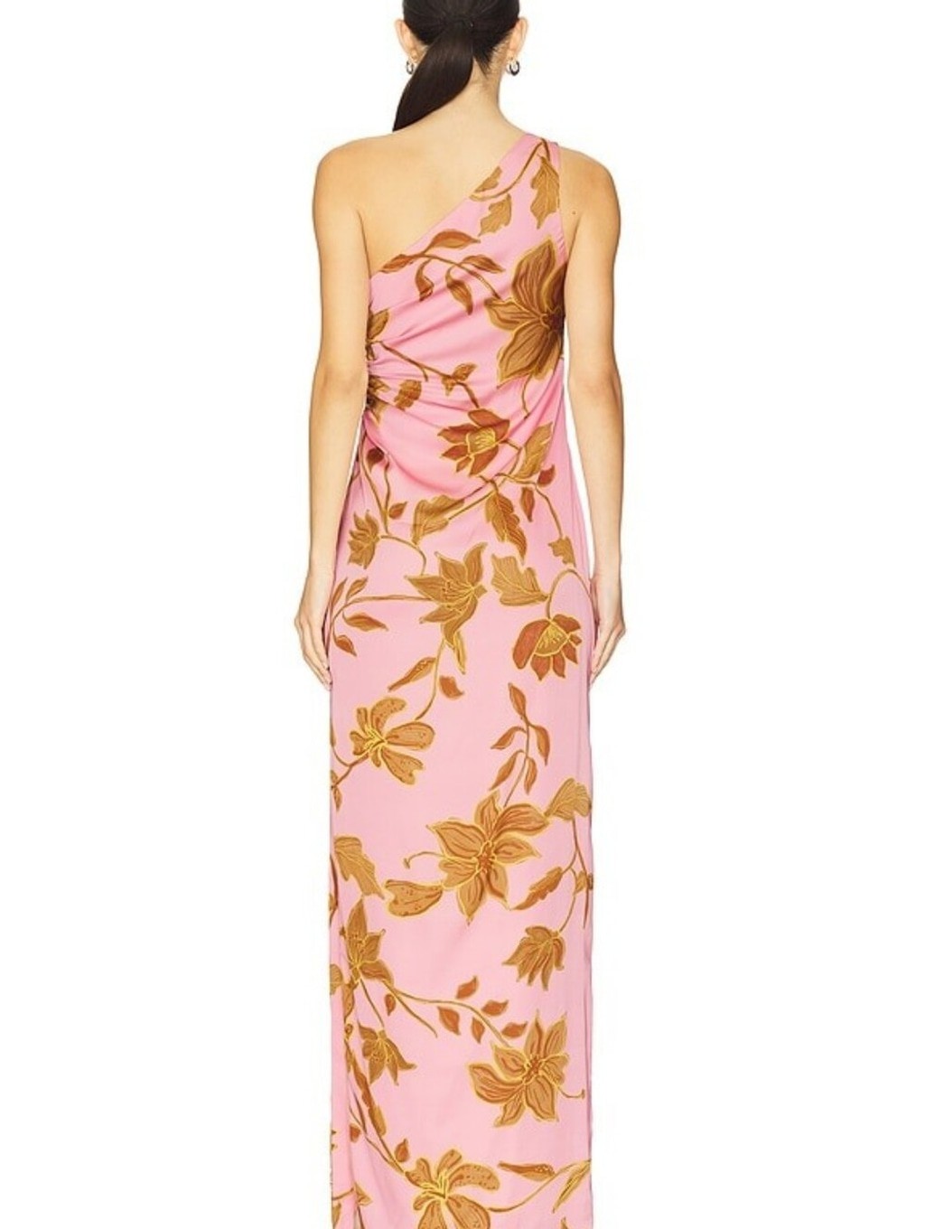 NWT $448 ROCOCO SAND One Shoulder Ruched Maxi Dress Peach Small Revolve