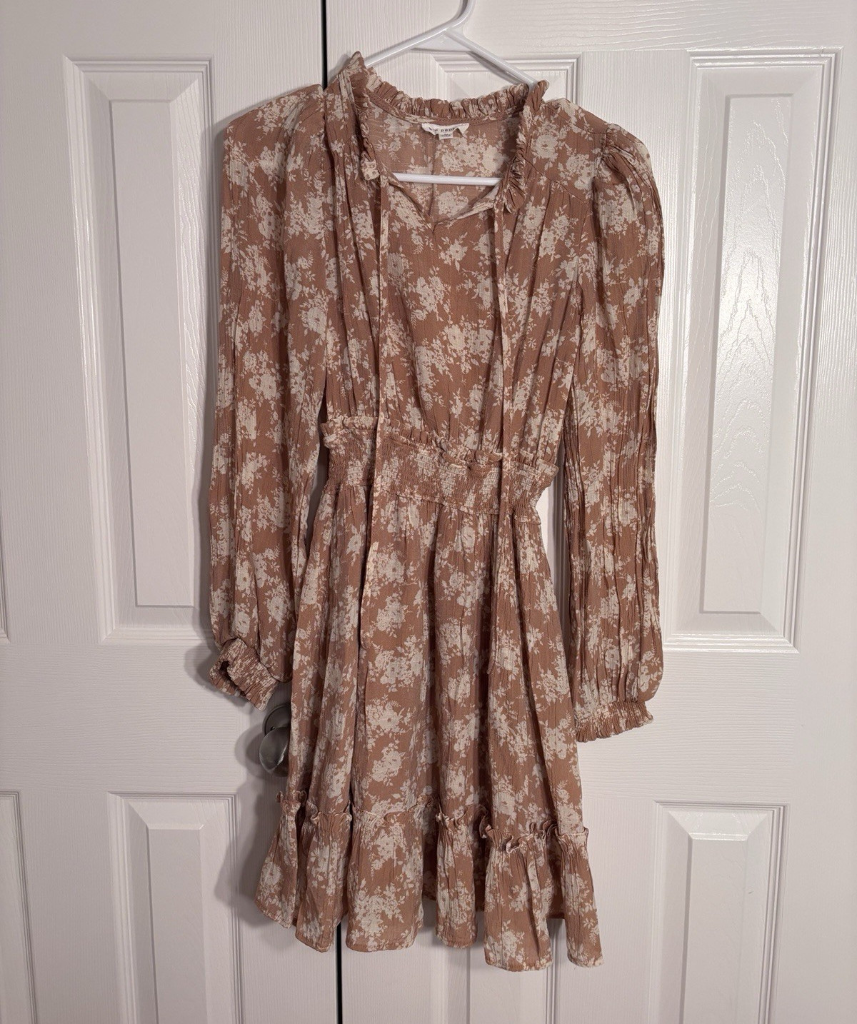 Blu Pepper Women’s M Brown White Floral Ruffle Dress Fit & Flare Festival Boho A