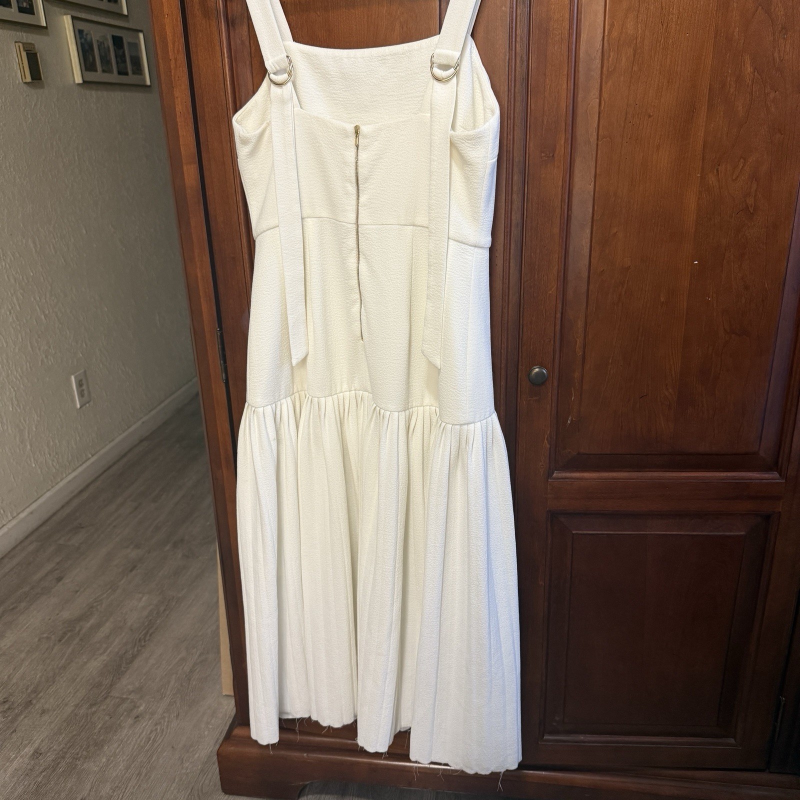 Rebecca Vallance Midi Dress Beltrán Stretch Crepe Sz 8 White Ivory Country Lux