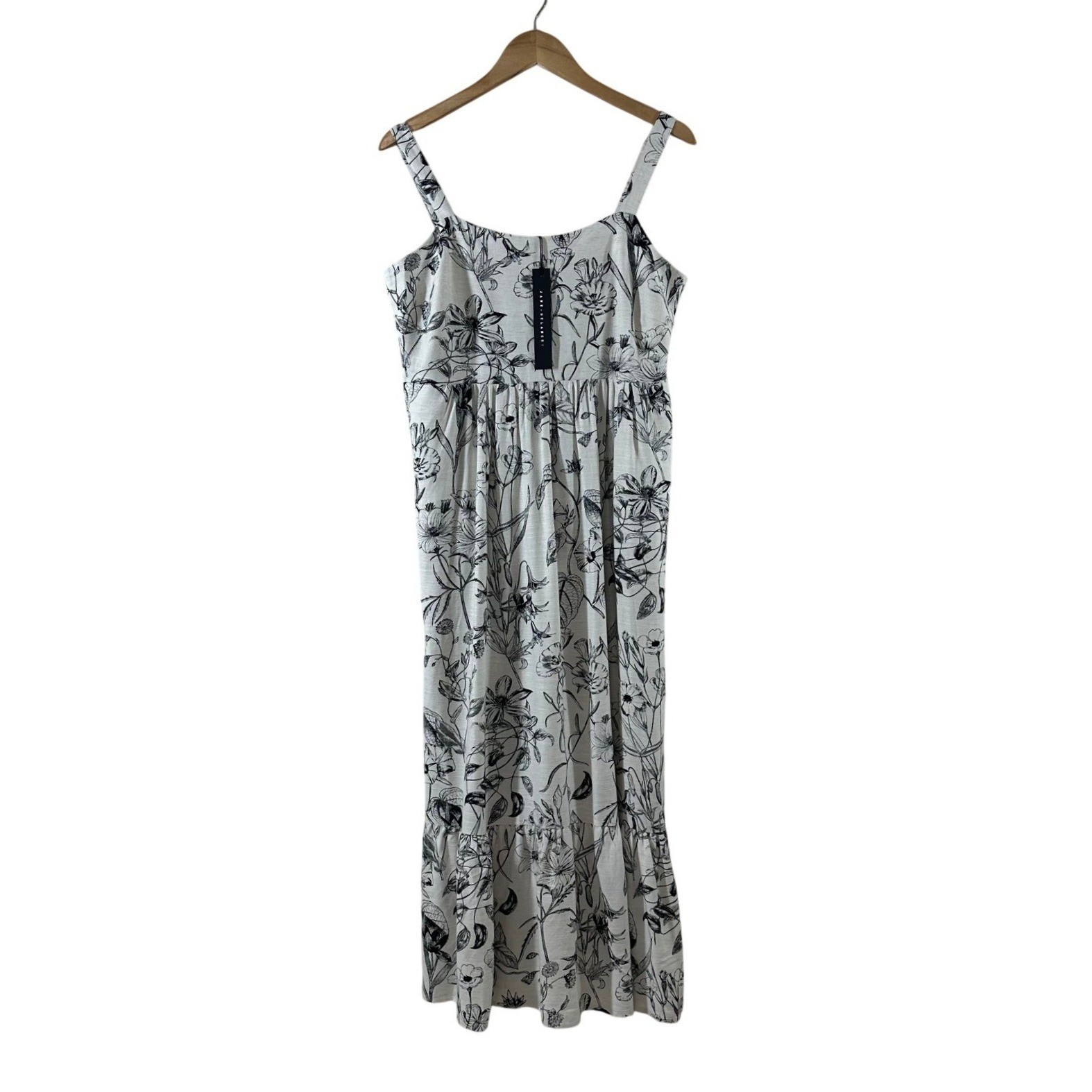 Jane+Delancey Womens Floral Botanical Rayon Linen Maxi Dress White Black Size M