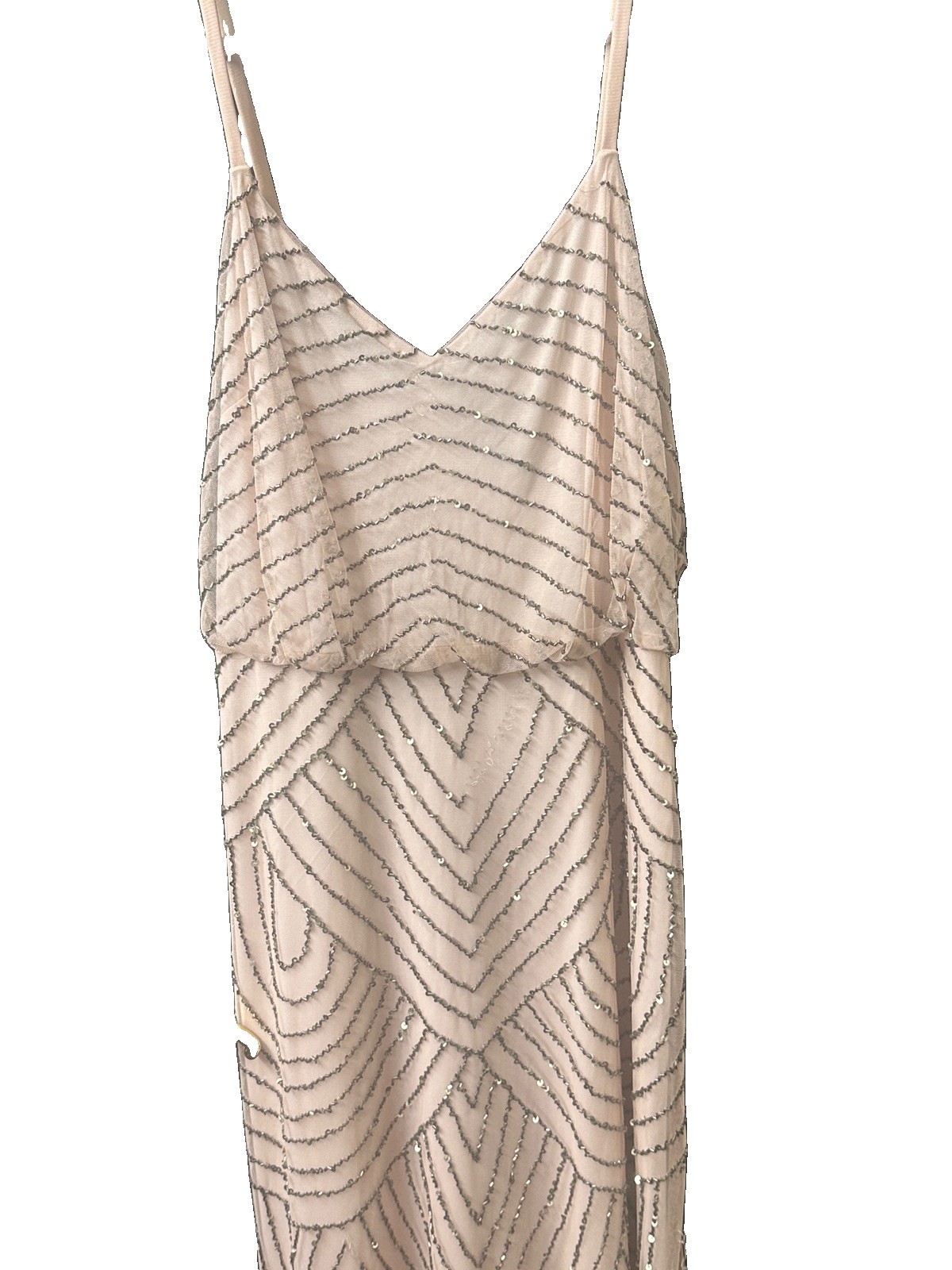Adrienne Papell Beaded Evening gown, size 6 NWT, Blush Gold
