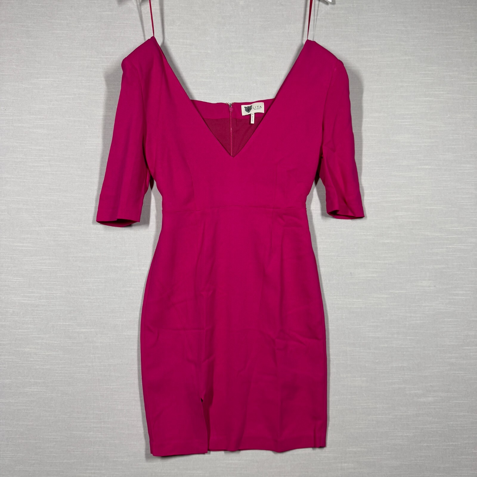 Lita by Ciara Dress Womens XS Pink Hot Padded Shoulders Mini Statement Party